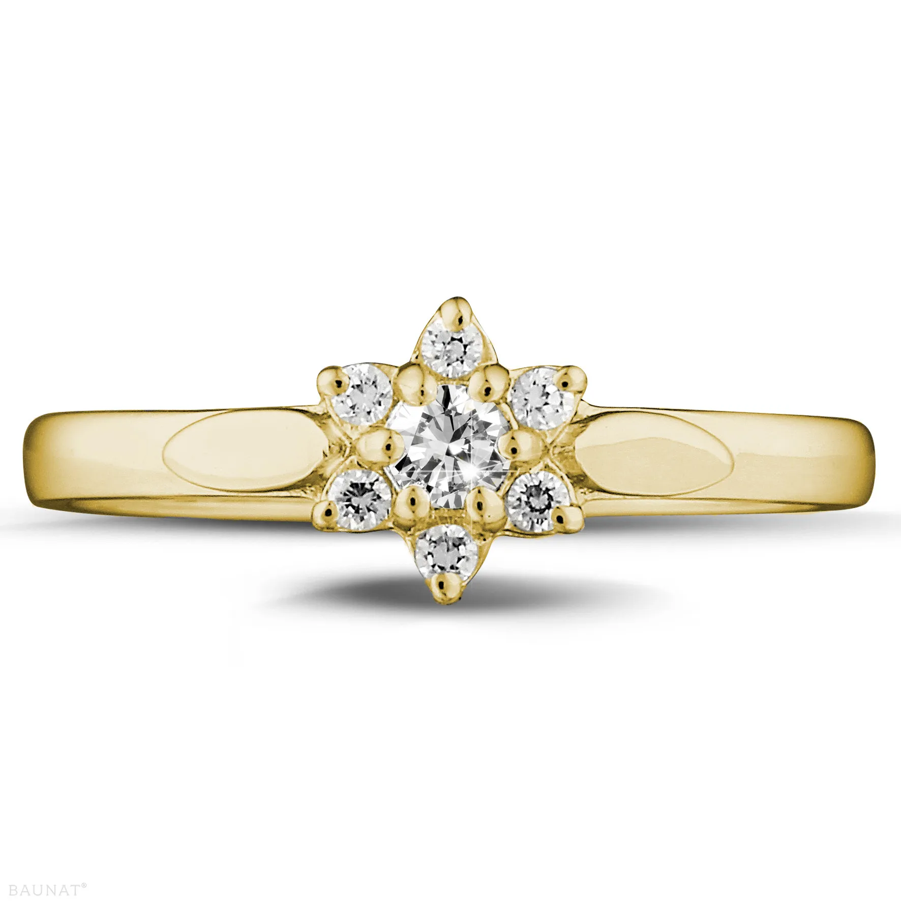 0.15 quilates anillo flor diamante en oro amarillo 
