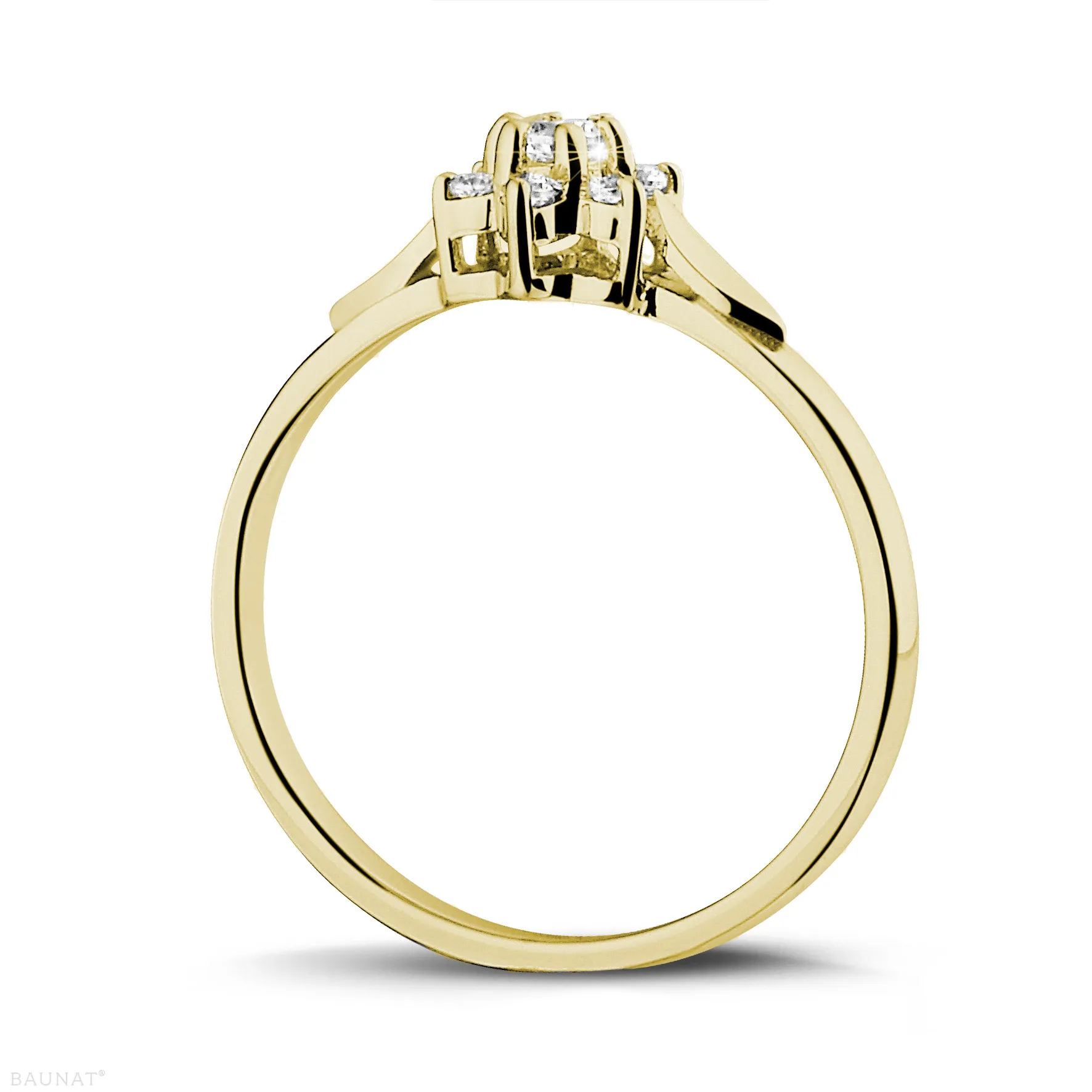 0.15 quilates anillo flor diamante en oro amarillo 