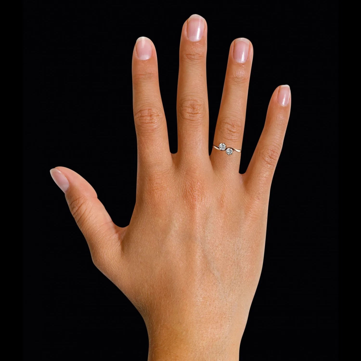 0.50 quilates anillo diamante Toi et Moi en oro rojo 