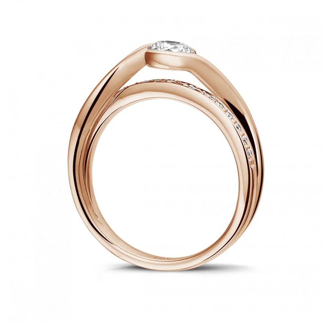 0.50 quilates anillo solitario de diamantes en oro rojo 