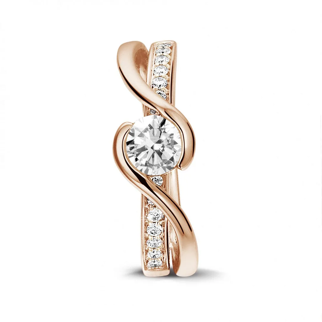 0.50 quilates anillo solitario de diamantes en oro rojo 