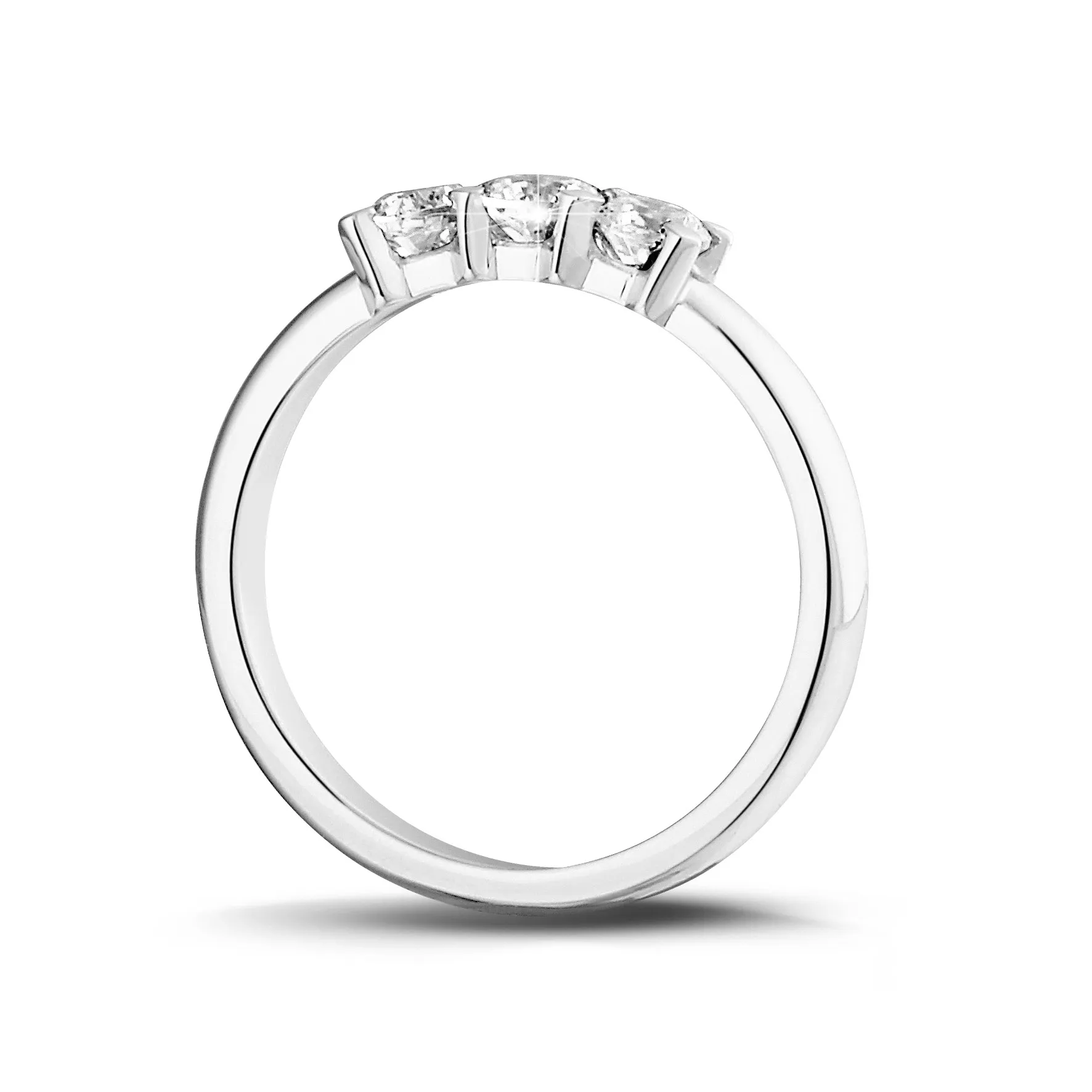 0.50 quilates anillo trilogía en platino con diamantes redondos 