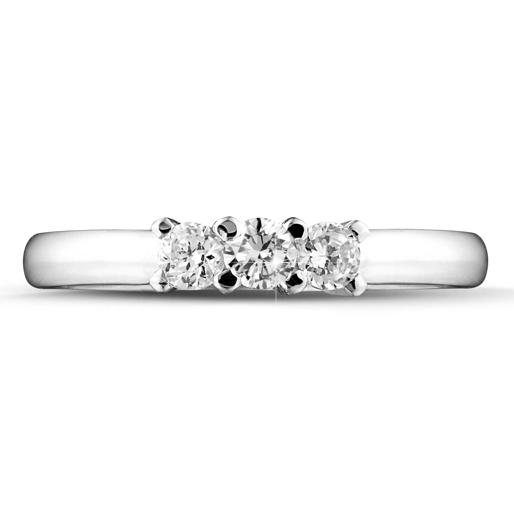 0.50 quilates anillo trilogía en platino con diamantes redondos 