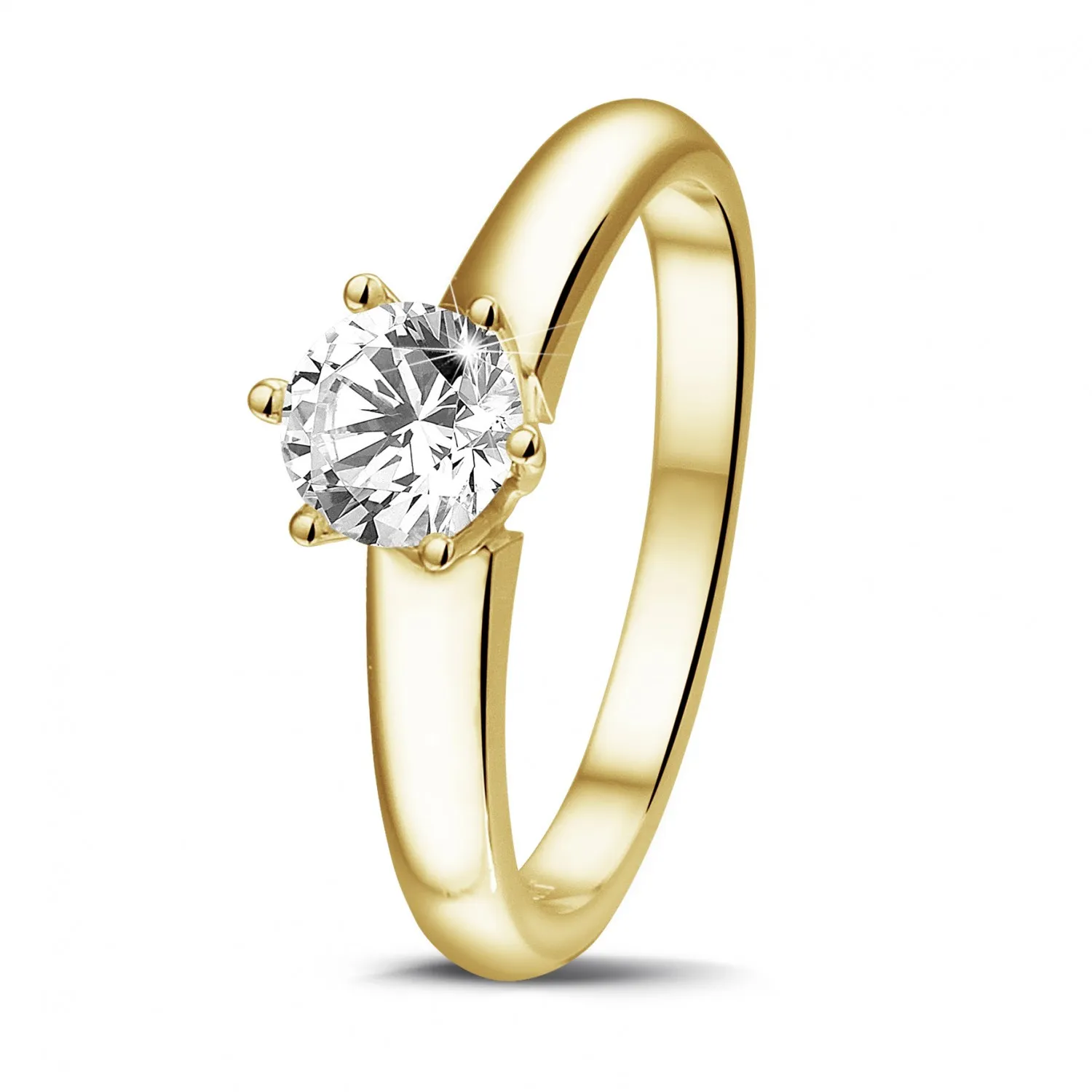 0.70 quilates anillo solitario diamante con 6 grapas en oro amarillo 