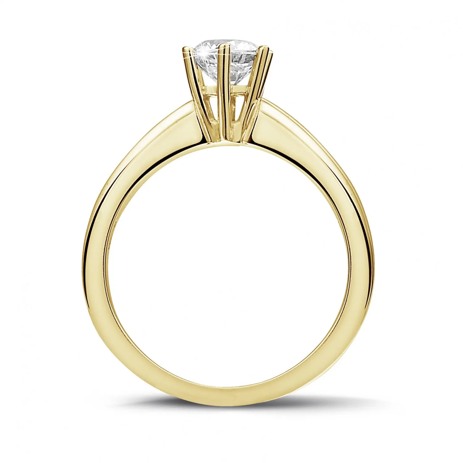 0.70 quilates anillo solitario diamante con 6 grapas en oro amarillo 