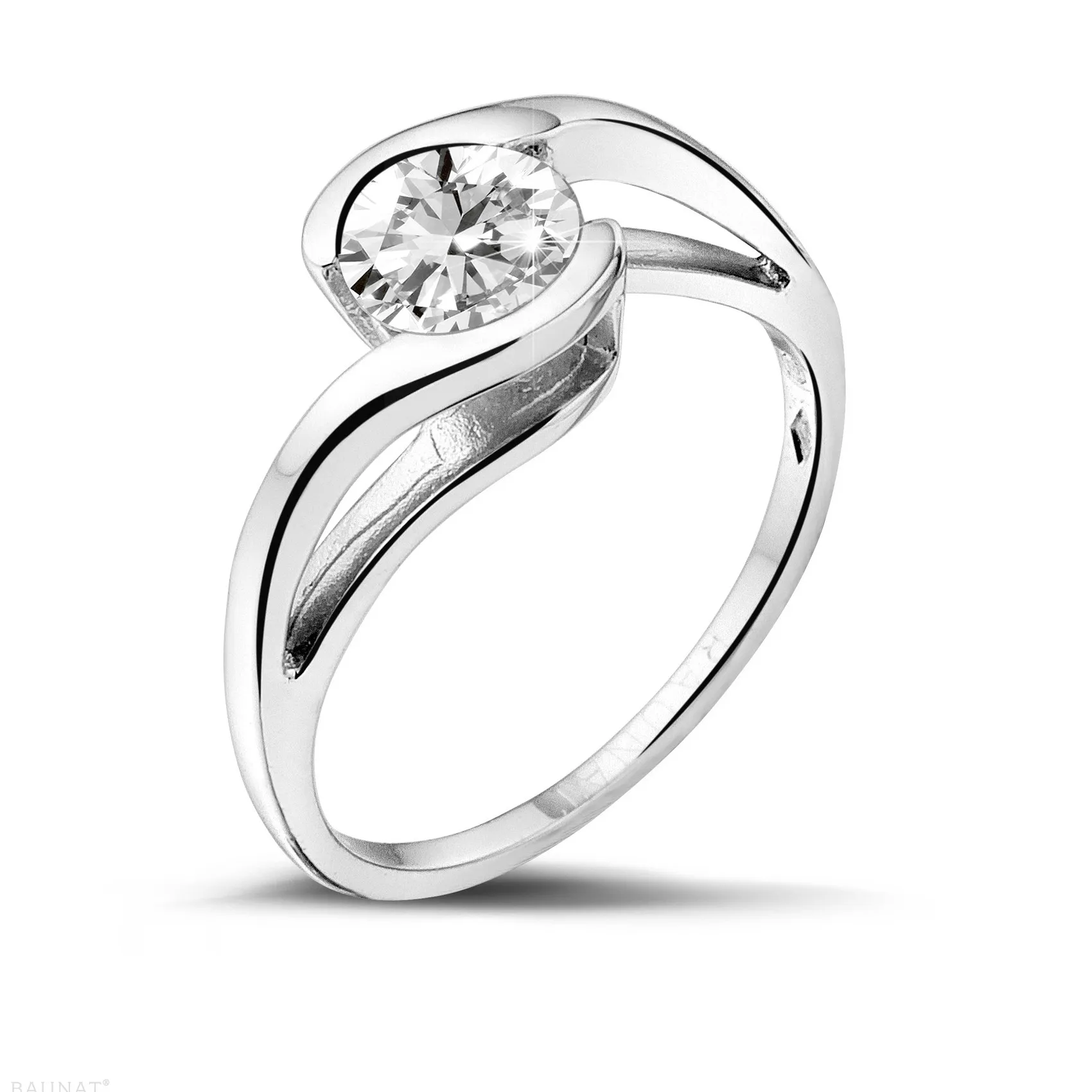 0.70 quilates anillo solitario diamante de oro blanco 