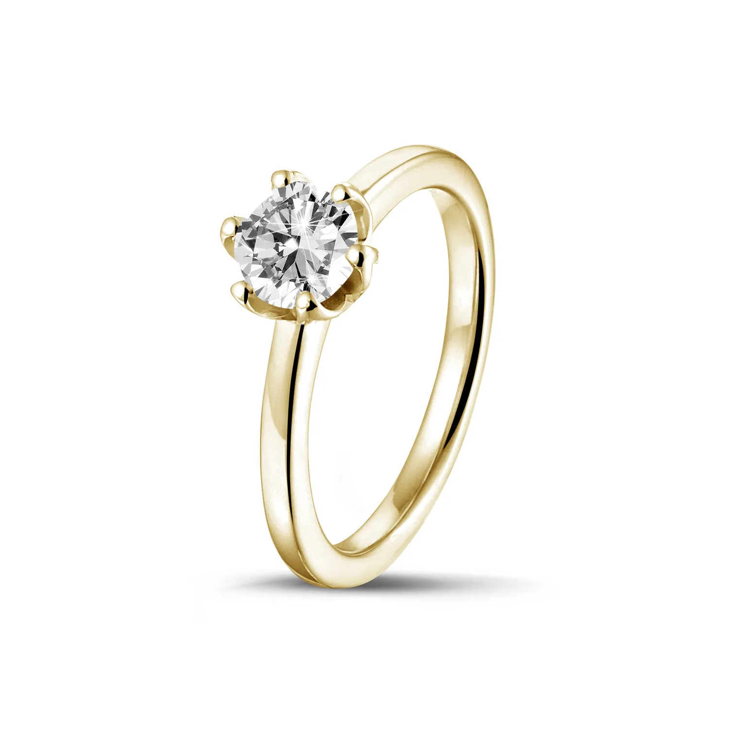 0.70 quilates anillo solitario en oro amarillo con diamante redondo 