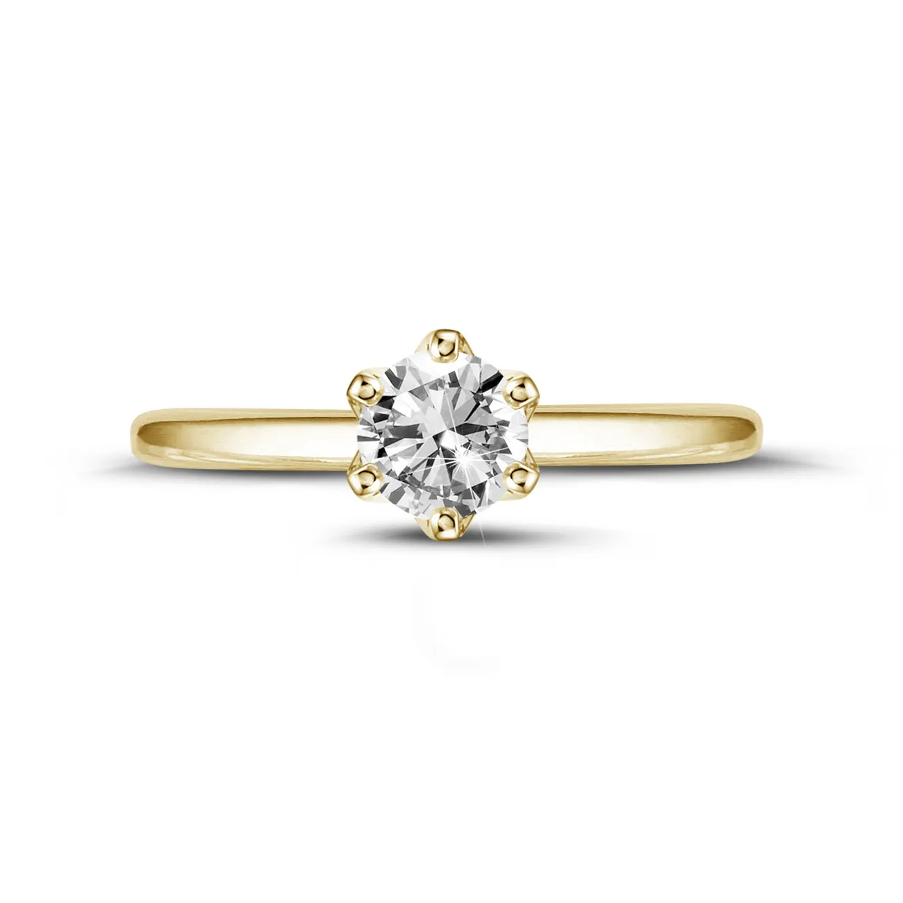 0.70 quilates anillo solitario en oro amarillo con diamante redondo 