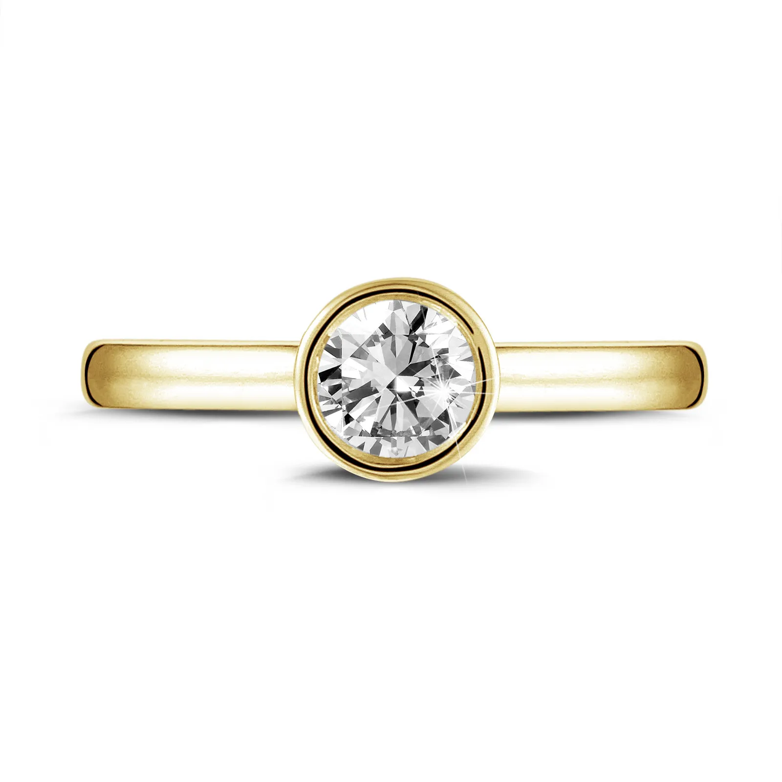 0.70 quilates anillo solitario en oro amarillo con un diamante redondo 