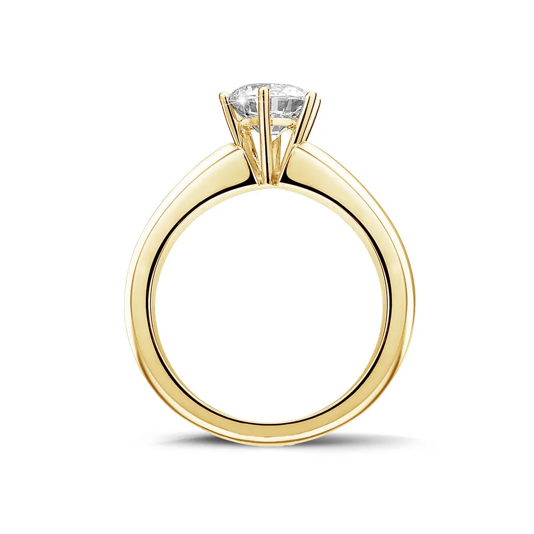 0.90 quilates anillo solitario diamante con 6 grapas en oro amarillo 