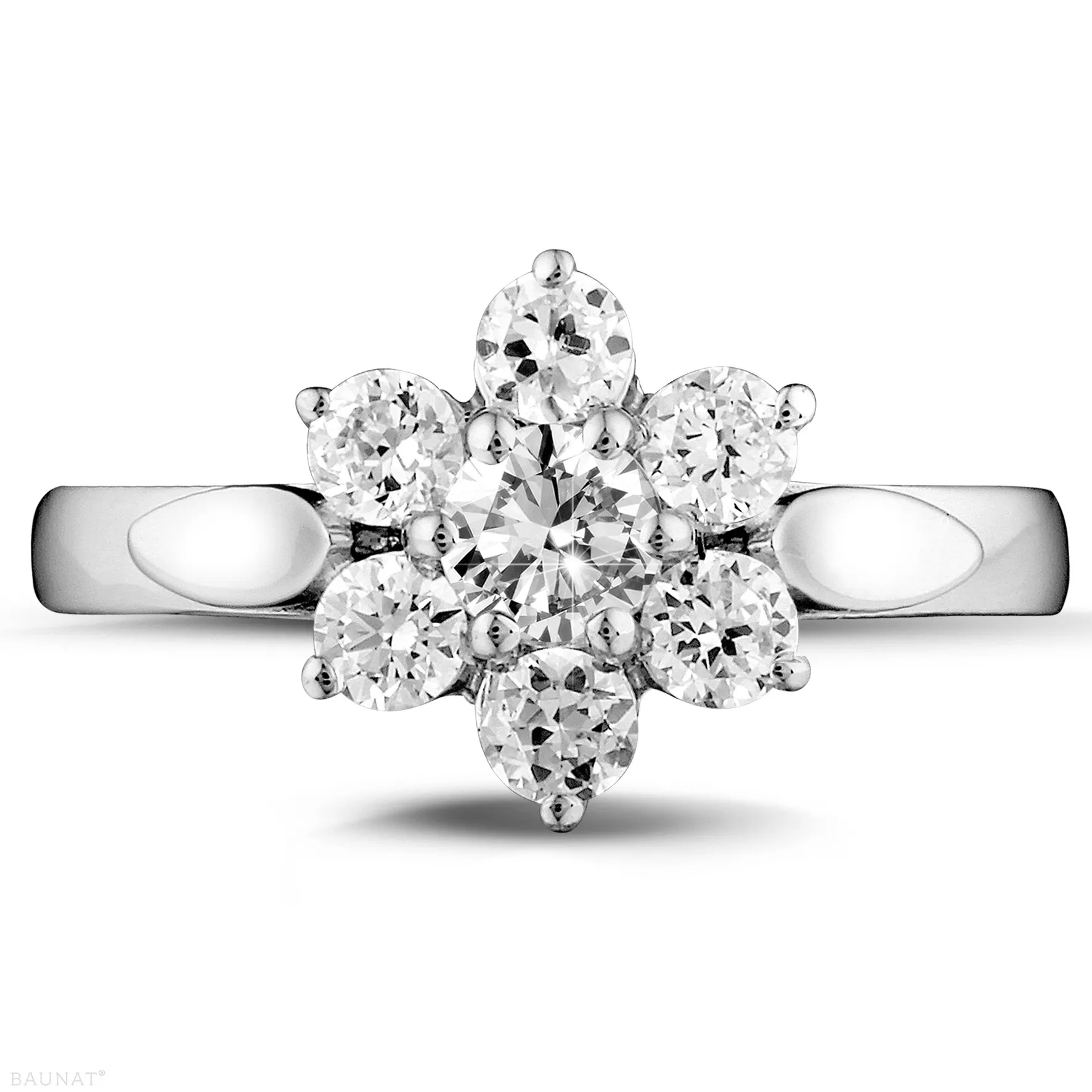 1.00 quilates anillo flor diamante en platino 