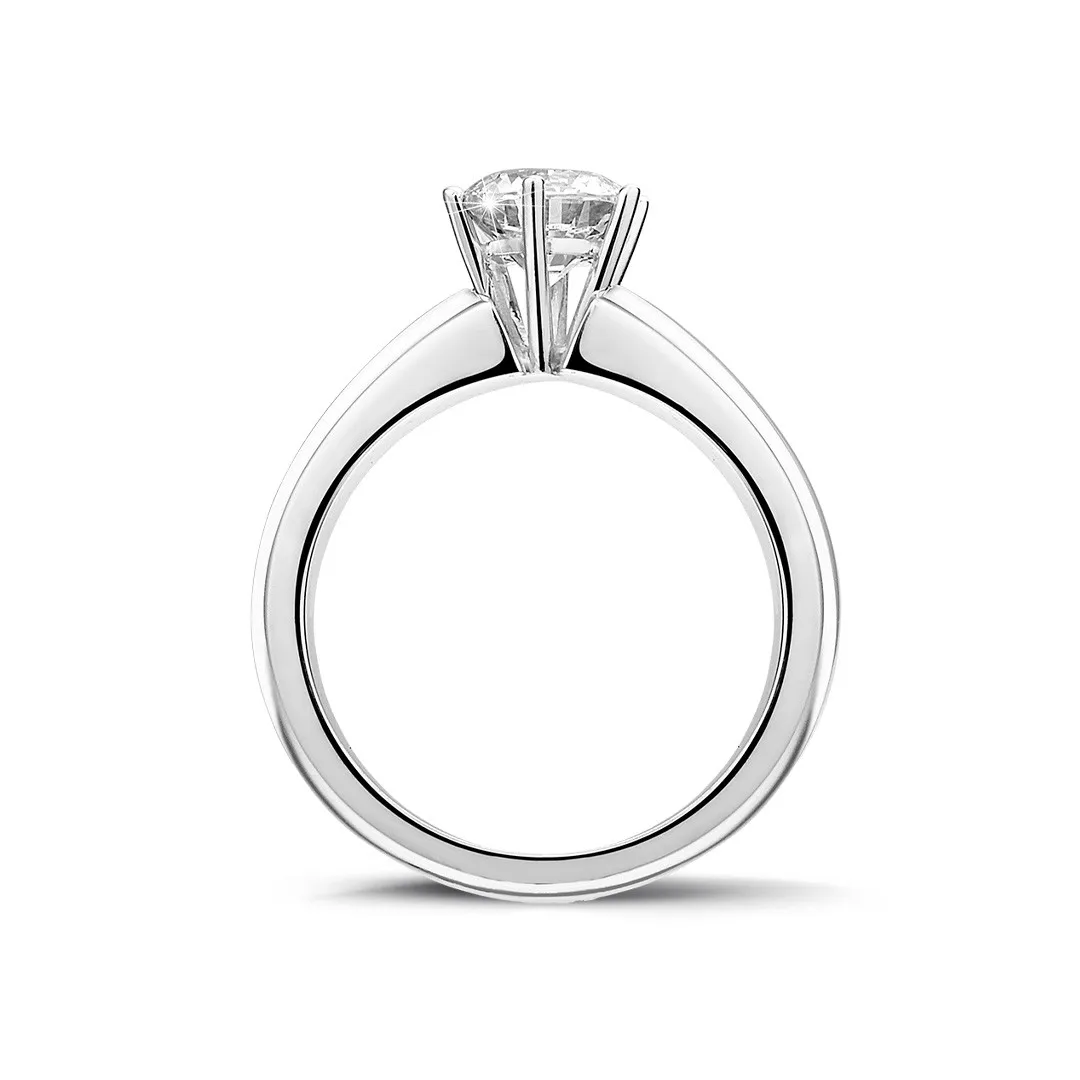 1.00 quilates anillo solitario diamante con 6 grapas en platino 