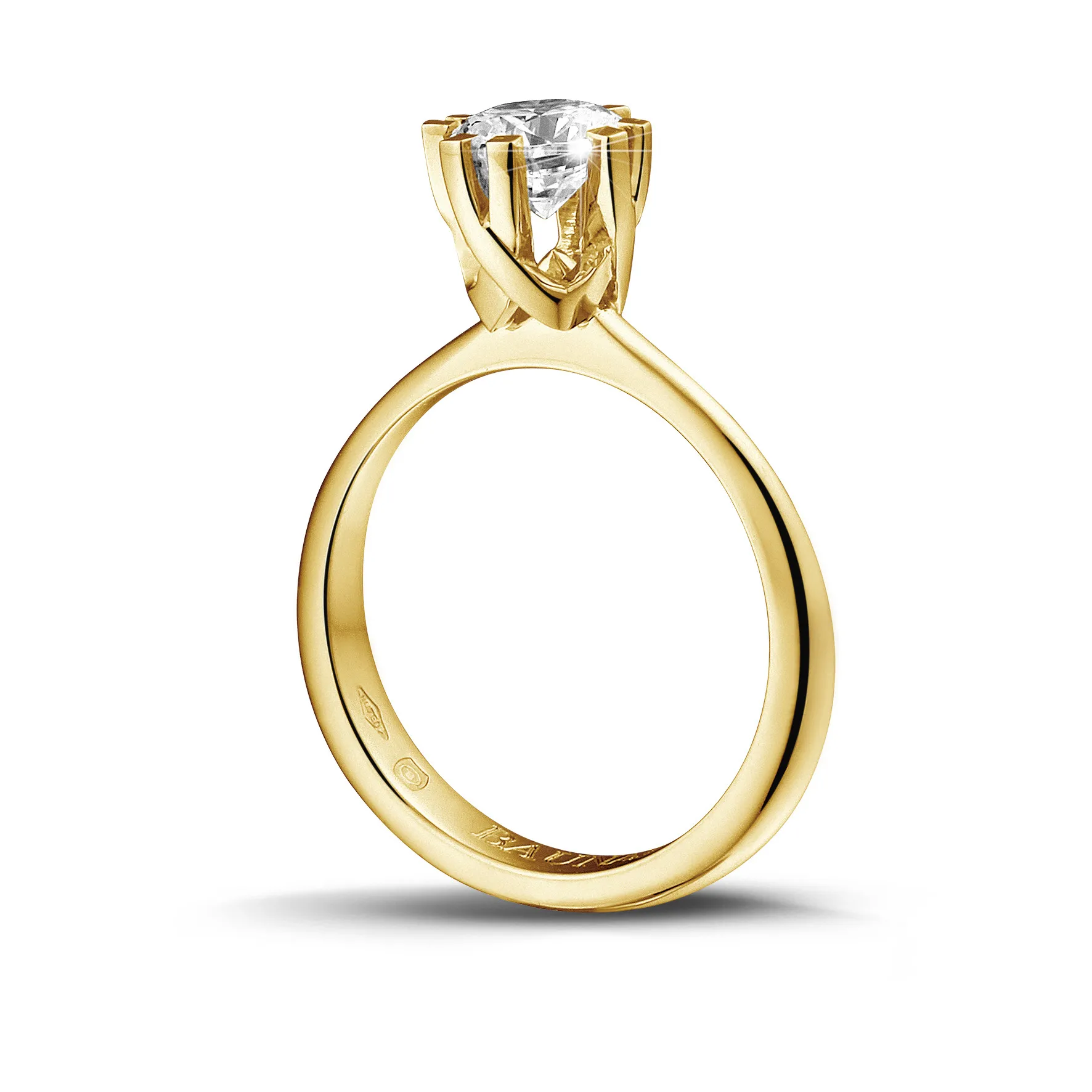 1.00 quilates anillo solitario diamante diseño en oro amarillo con ocho garras 