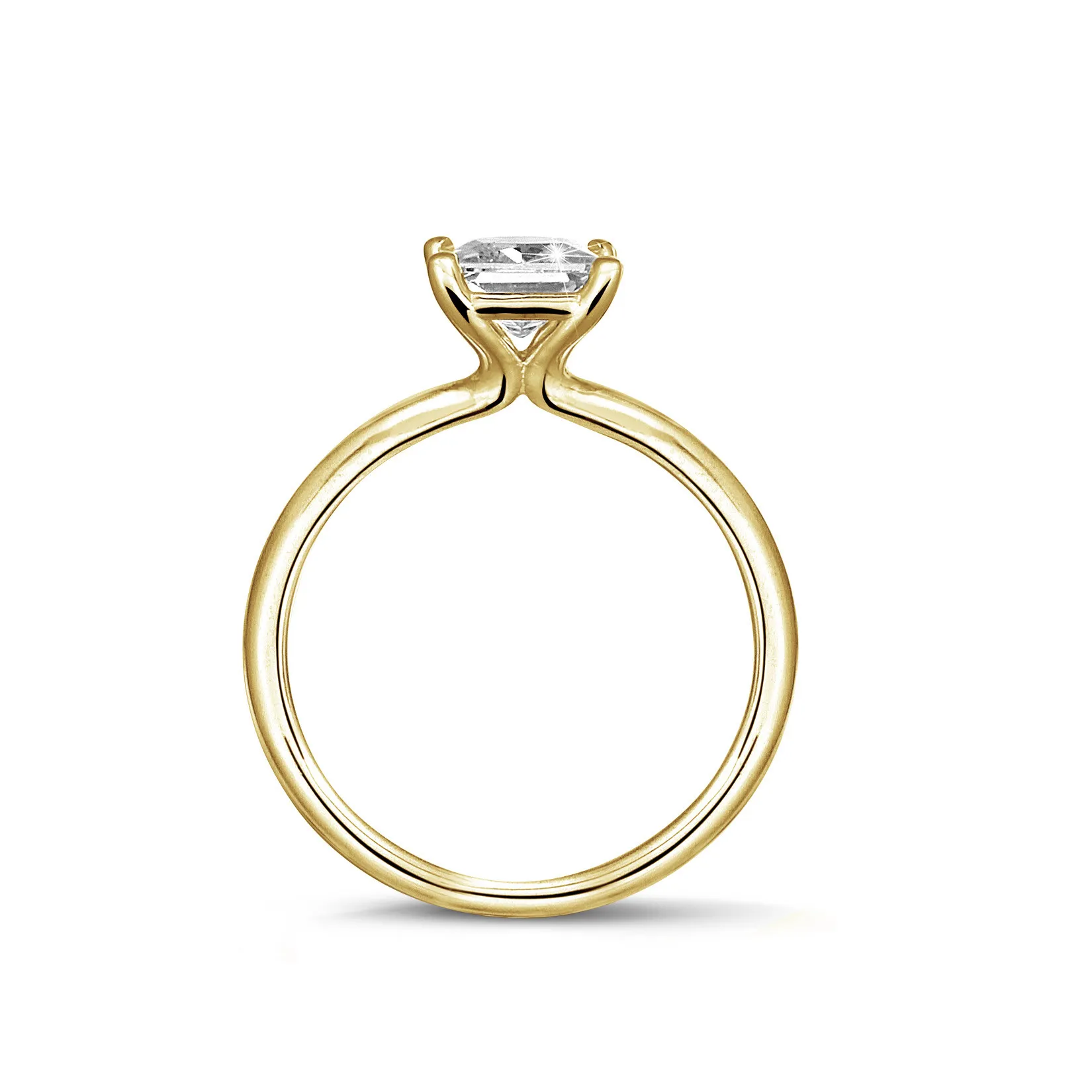 1.00 quilates anillo solitario diamante princesa en oro amarillo 