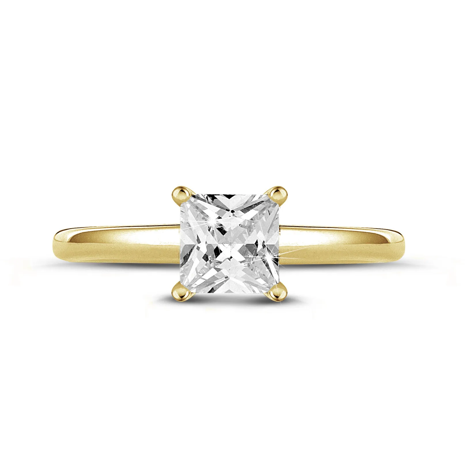 1.00 quilates anillo solitario diamante princesa en oro amarillo 