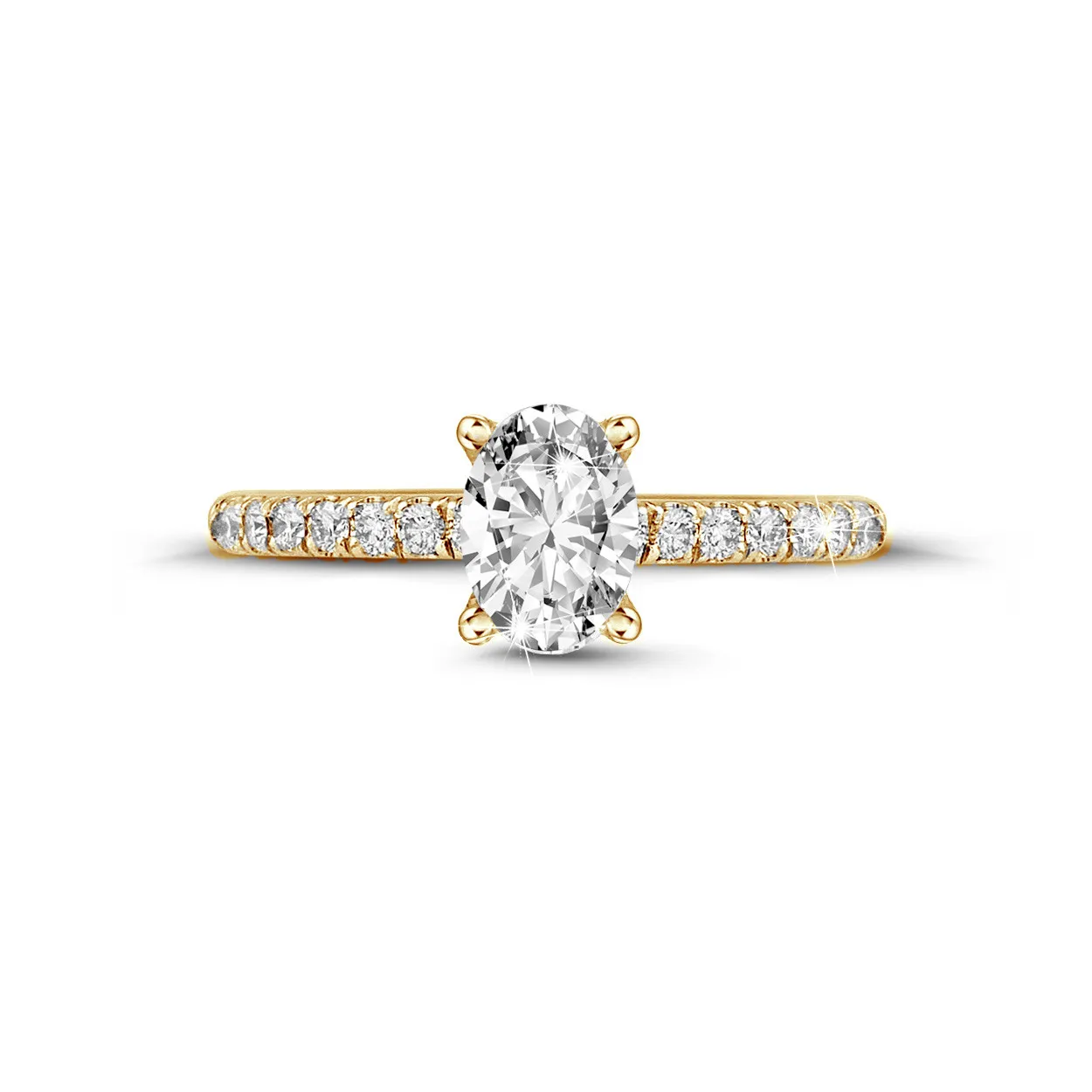 1.00 quilates anillo solitario en oro amarillo con diamante ovalado 