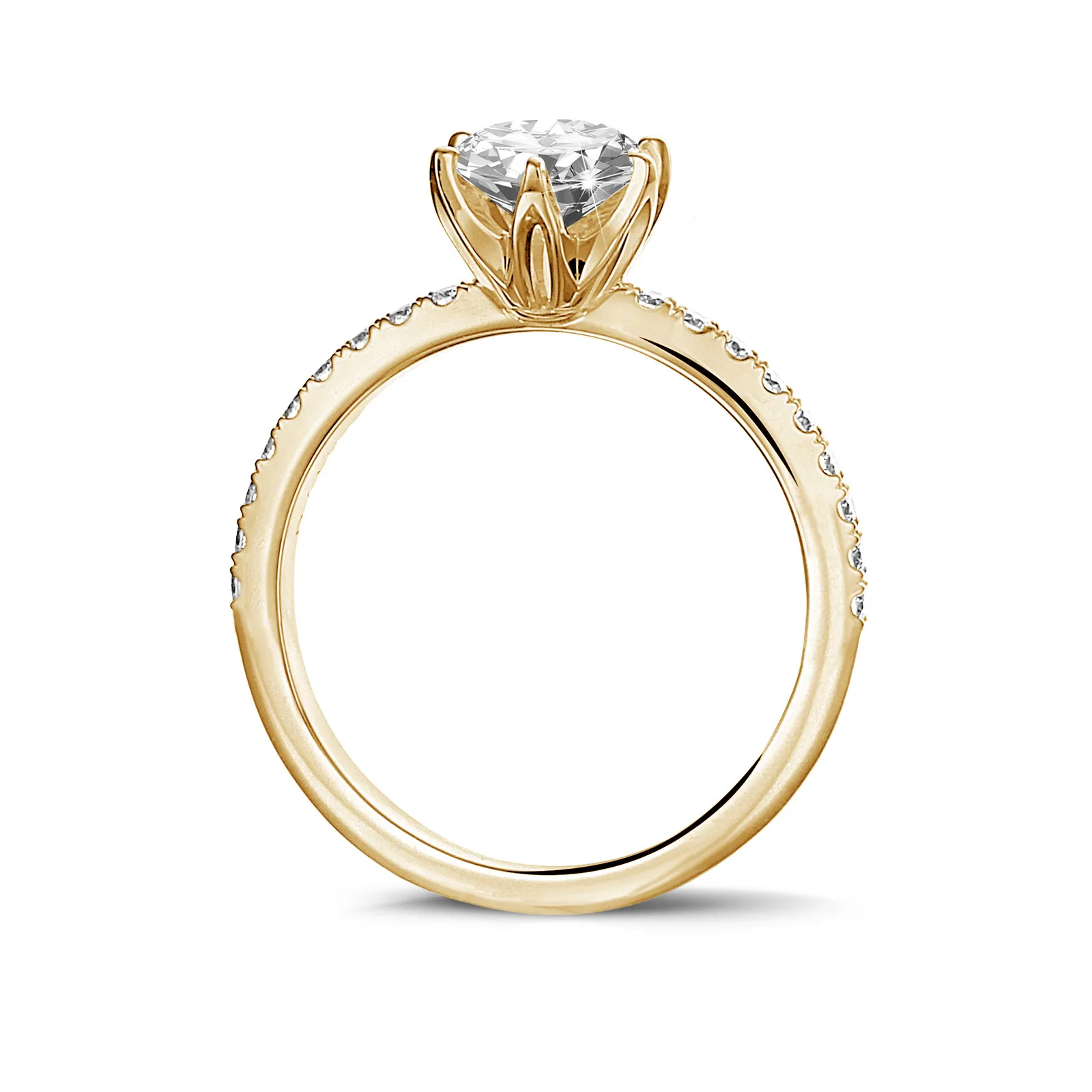 1.00 quilates anillo solitario en oro amarillo con diamantes en los lados 