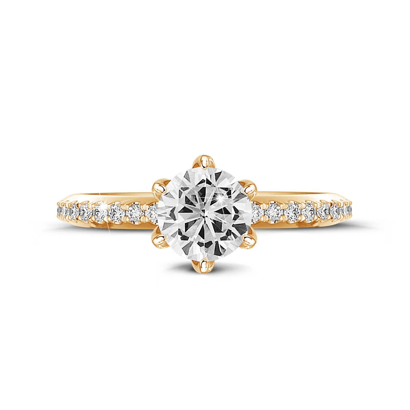 1.00 quilates anillo solitario en oro amarillo con diamantes en los lados 