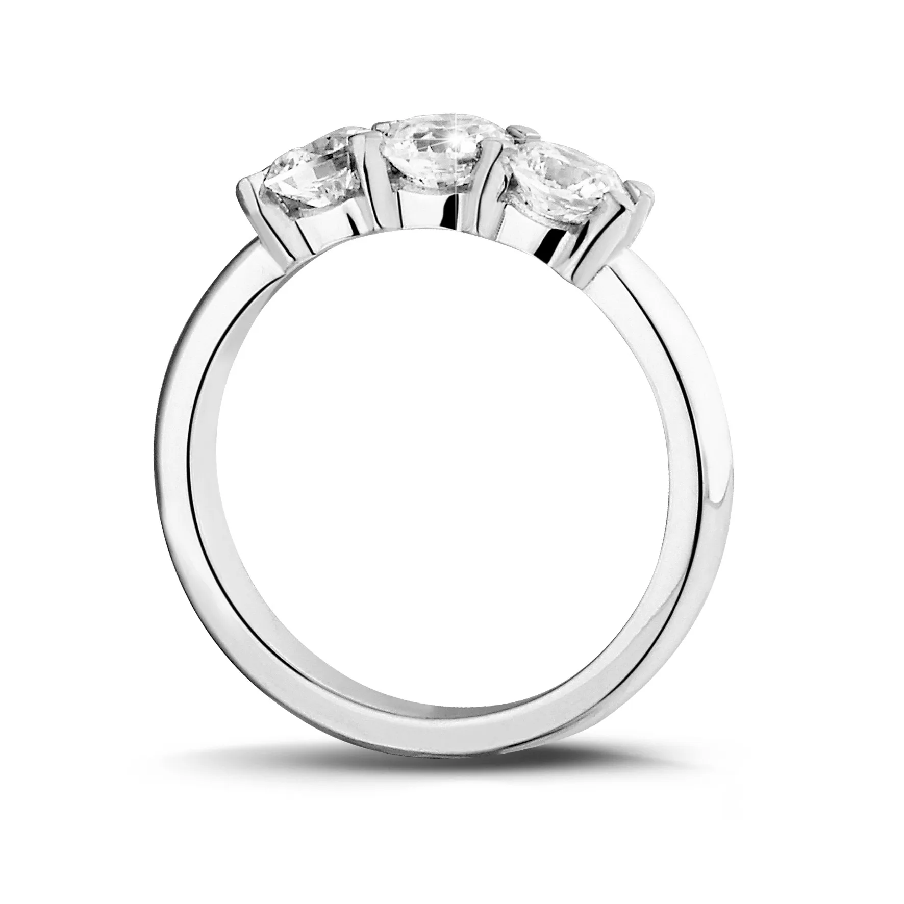 1.00 quilates anillo trilogía en oro blanco con diamantes redondos 