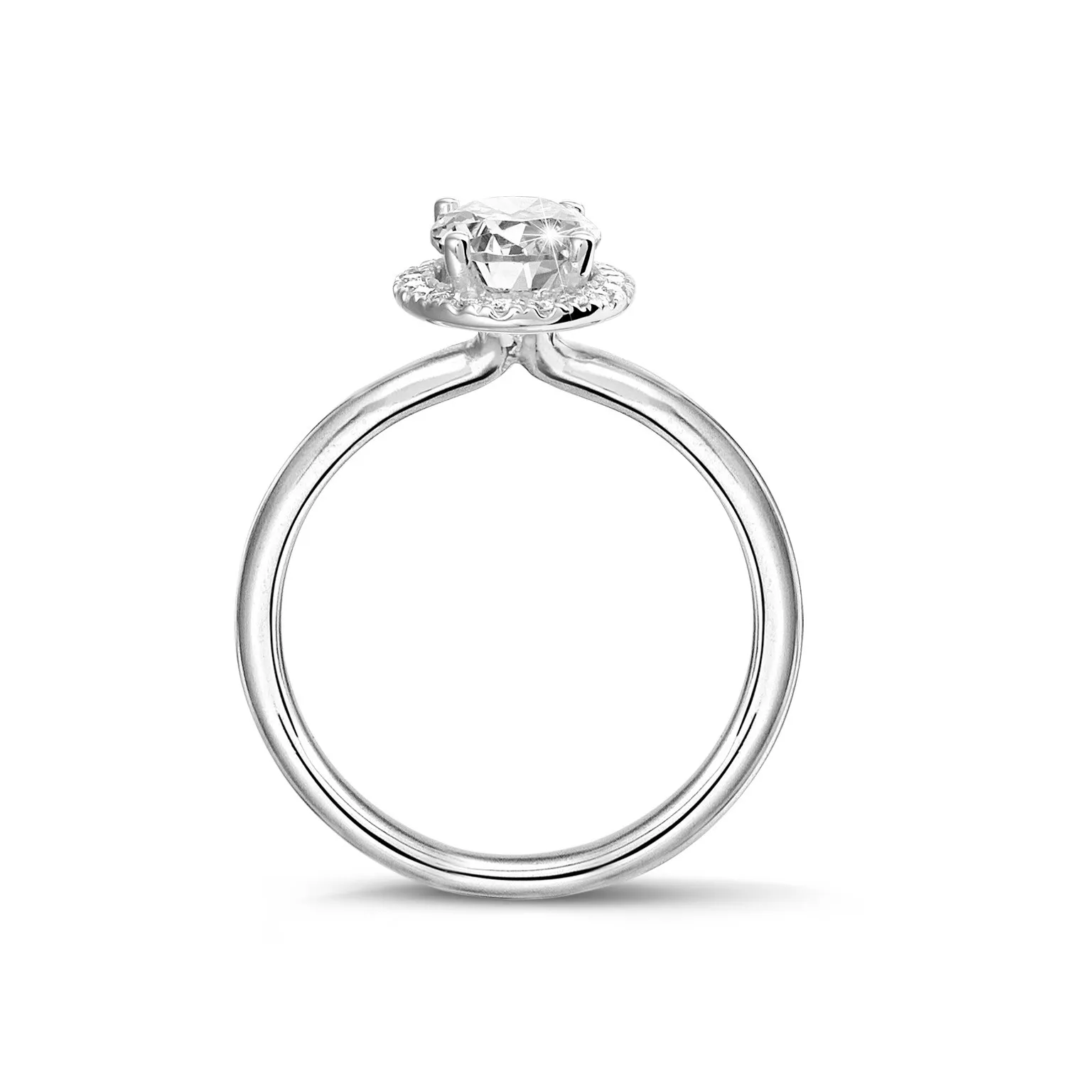 1.20 quilates anillo aureola en oro blanco con diamante ovalado 