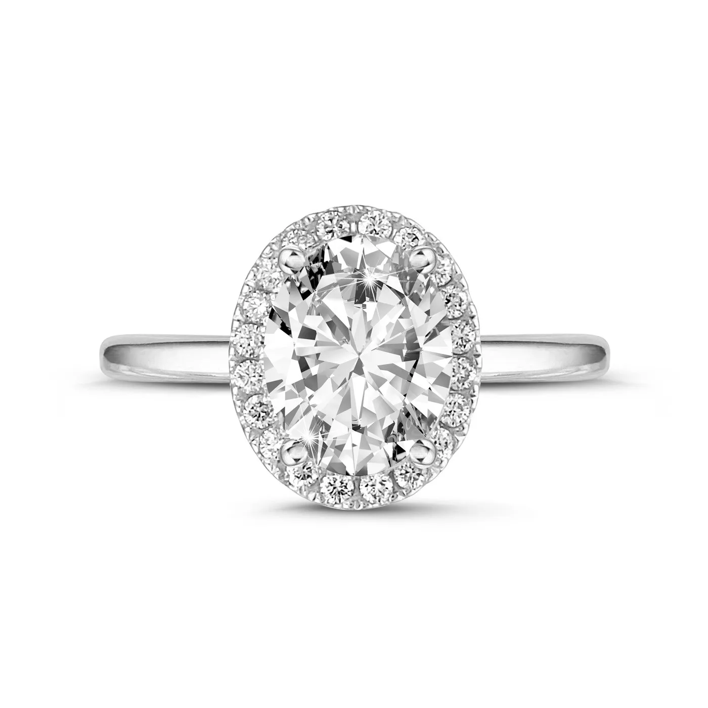 1.20 quilates anillo aureola en oro blanco con diamante ovalado 