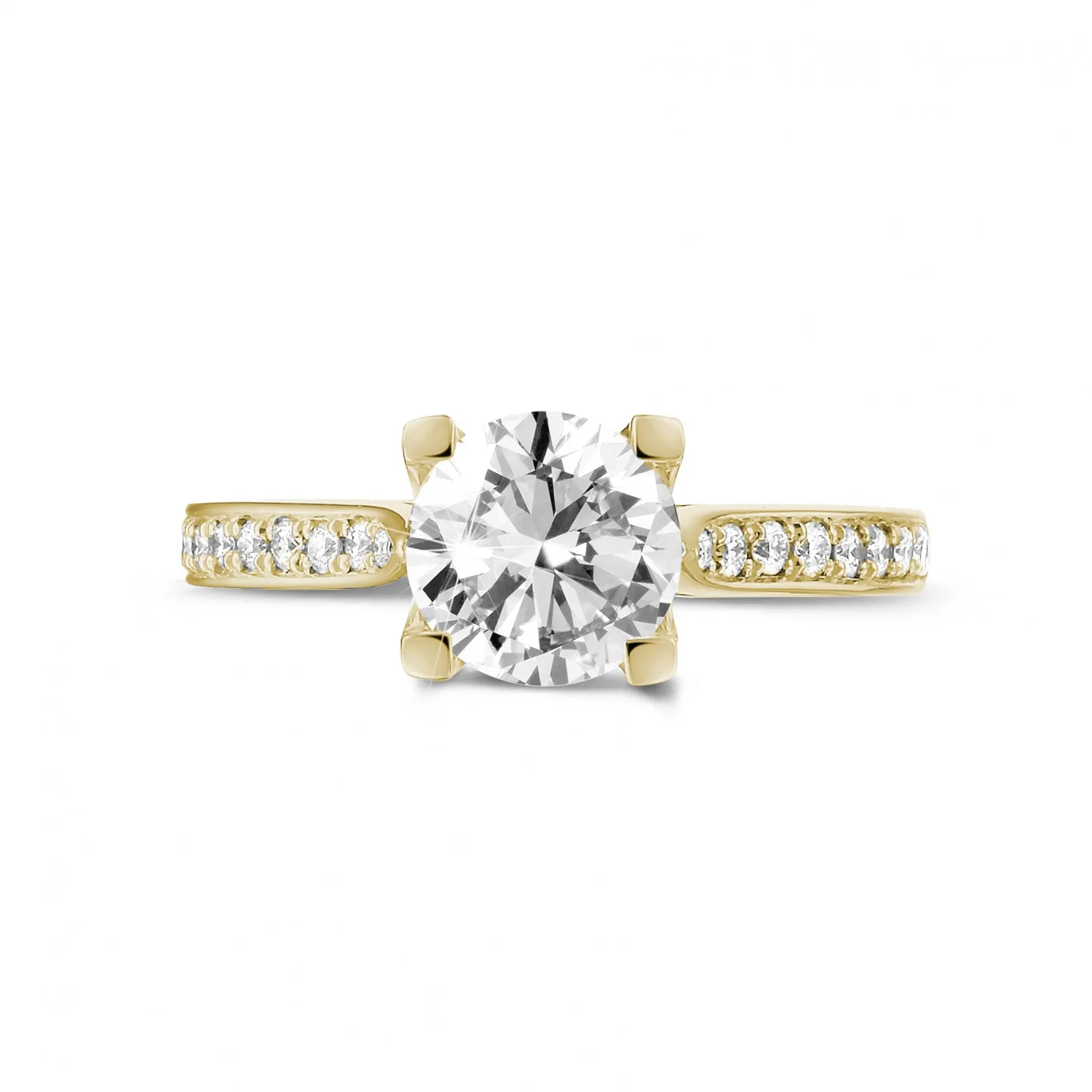 1.25 quilates anillo solitario diamante en oro amarillo con diamantes en los lados 