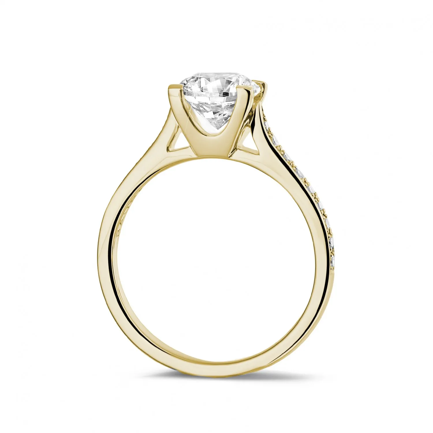 1.25 quilates anillo solitario diamante en oro amarillo con diamantes en los lados 