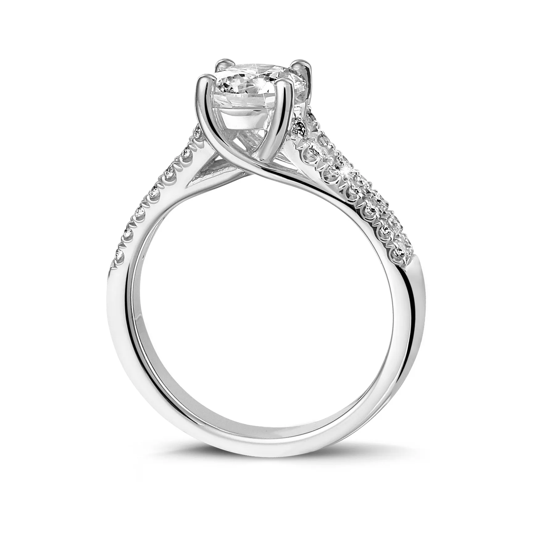1.25 quilates anillo solitario en platino con diamantes laterales 