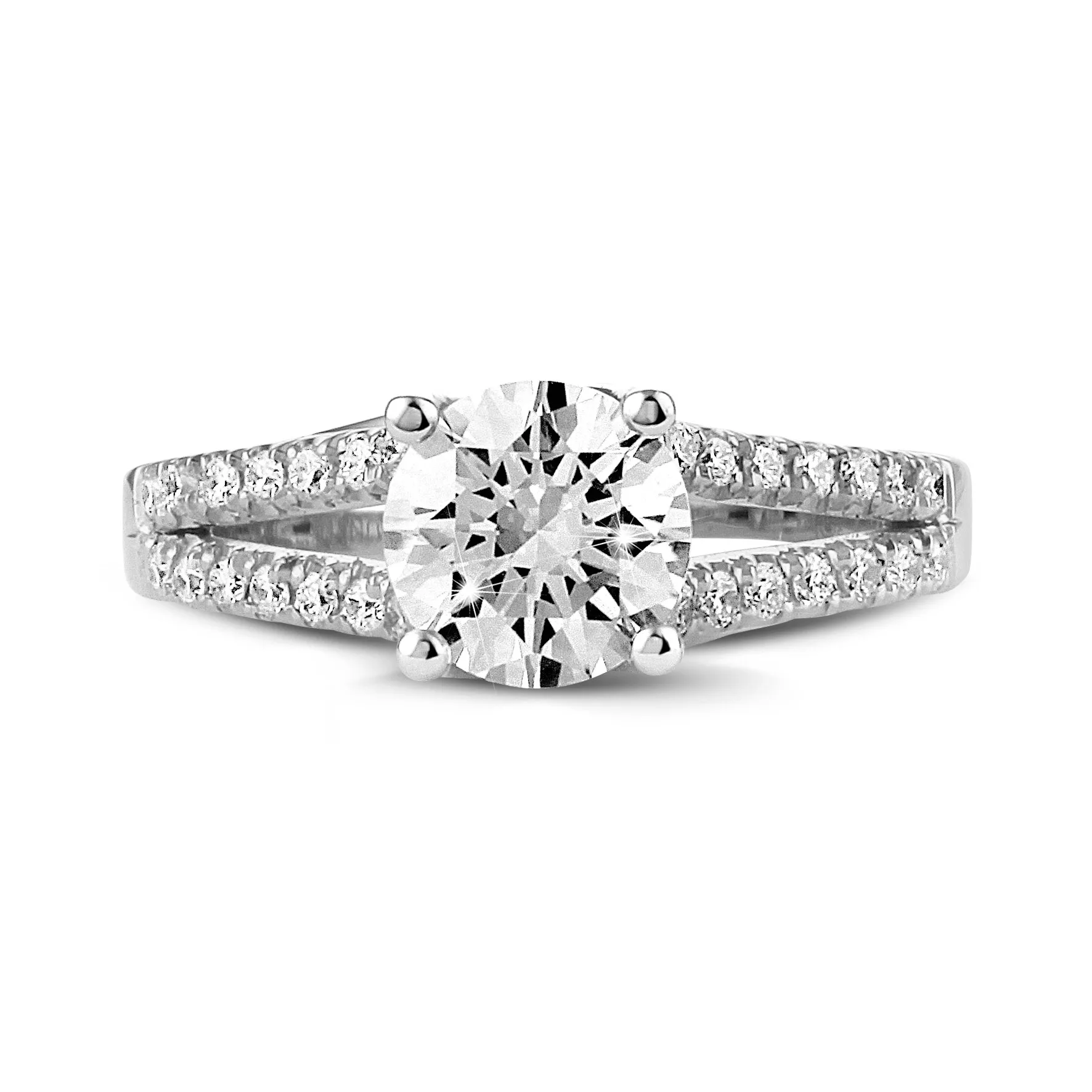 1.25 quilates anillo solitario en platino con diamantes laterales 