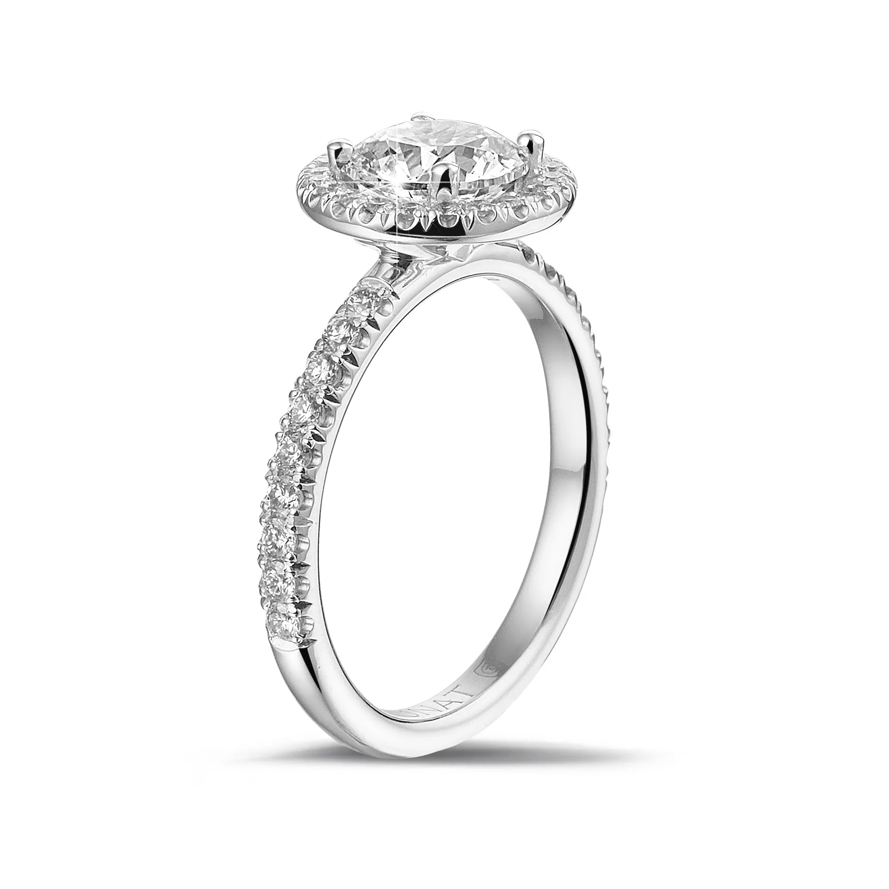 1.25 quilates halo anillo solitario en oro blanco con diamantes redondos 