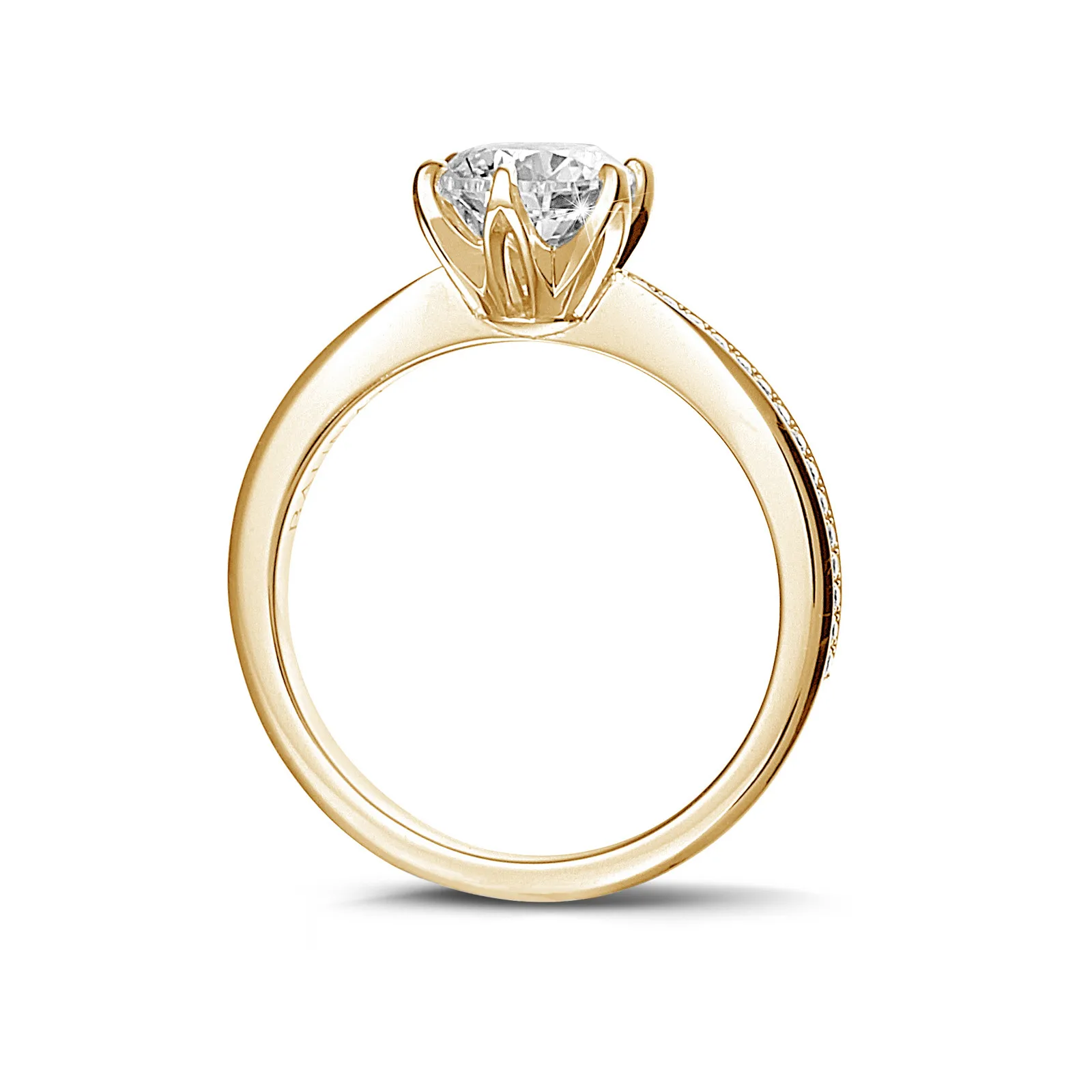 1.50 quilates anillo solitario en oro amarillo con diamantes en los lados 