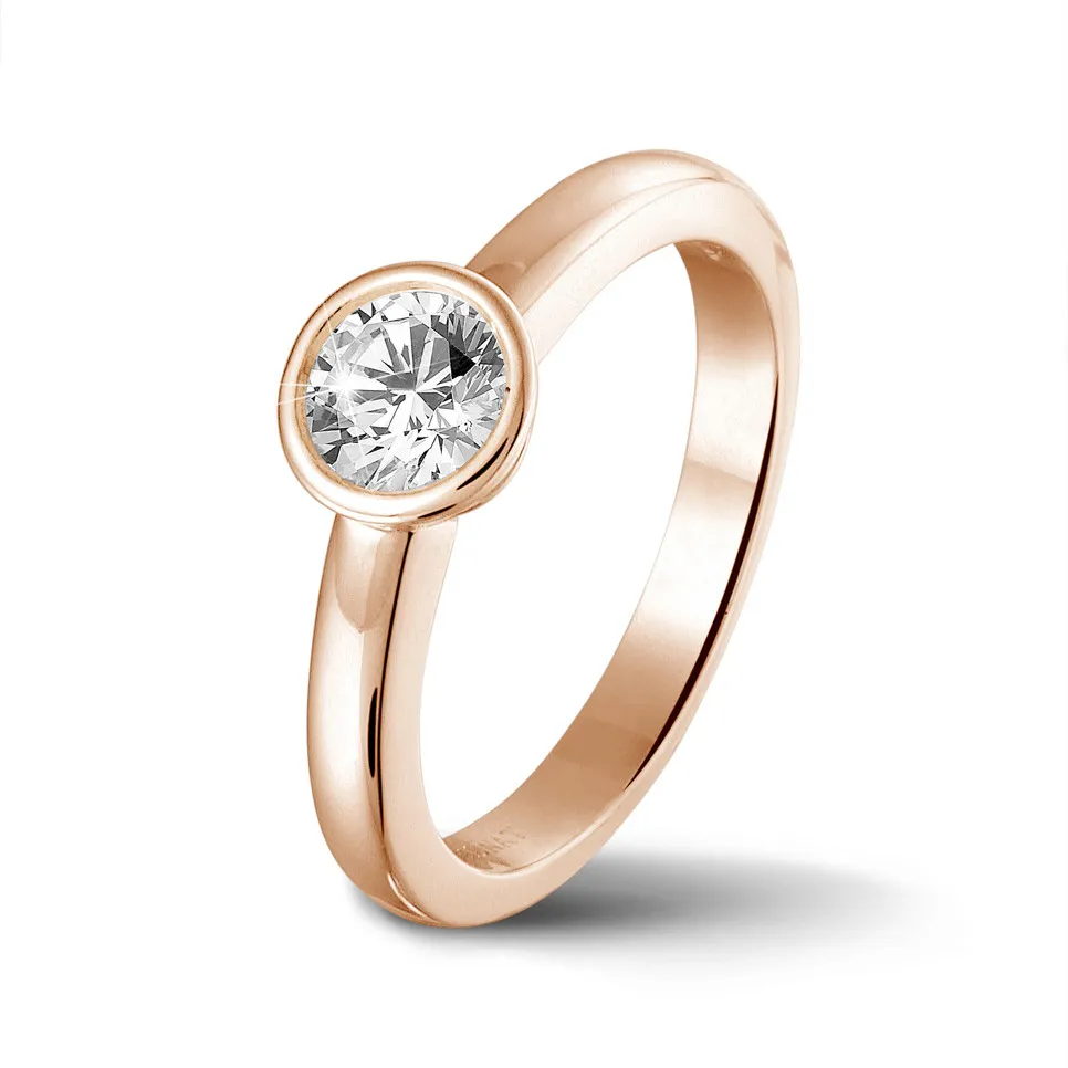 1.50 quilates anillo solitario en oro rojo con un diamante redondo 