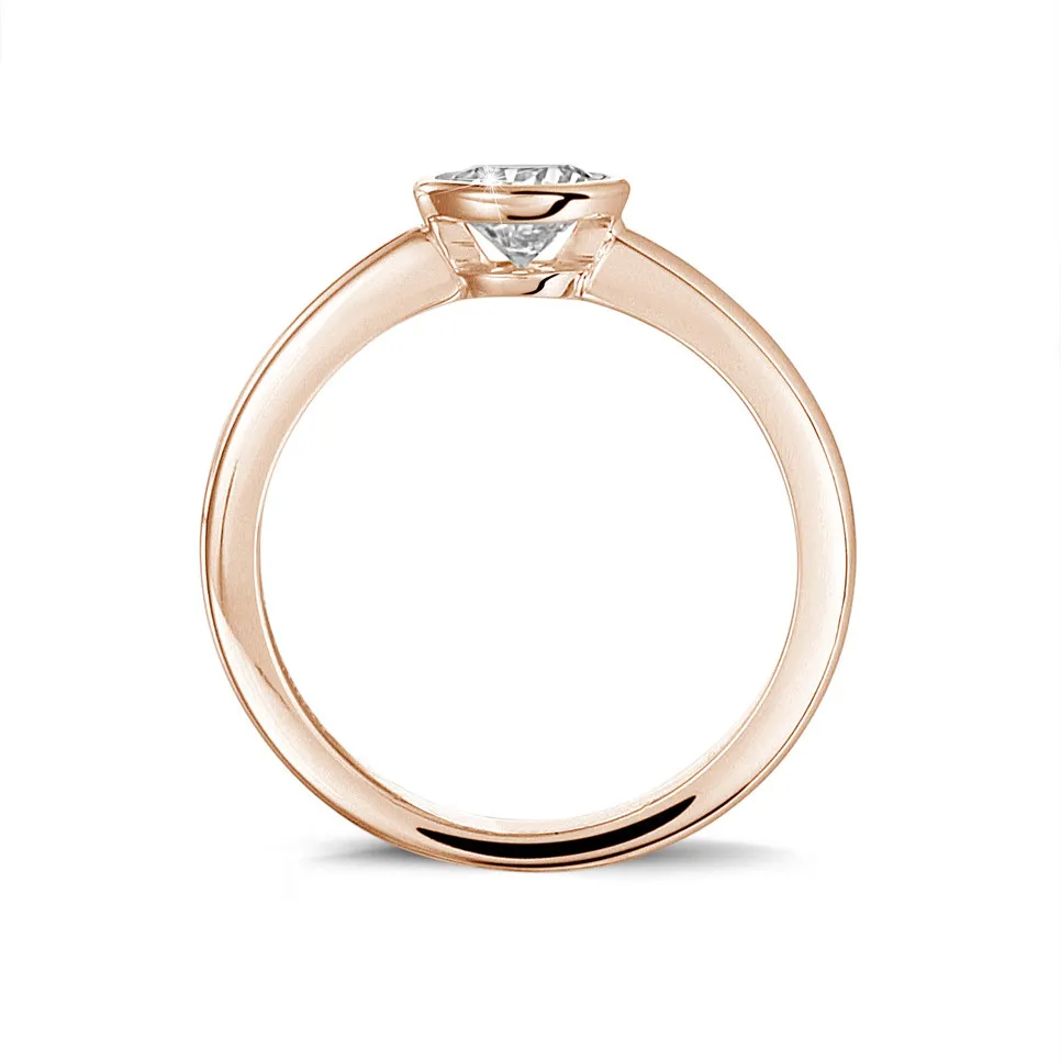 1.50 quilates anillo solitario en oro rojo con un diamante redondo 