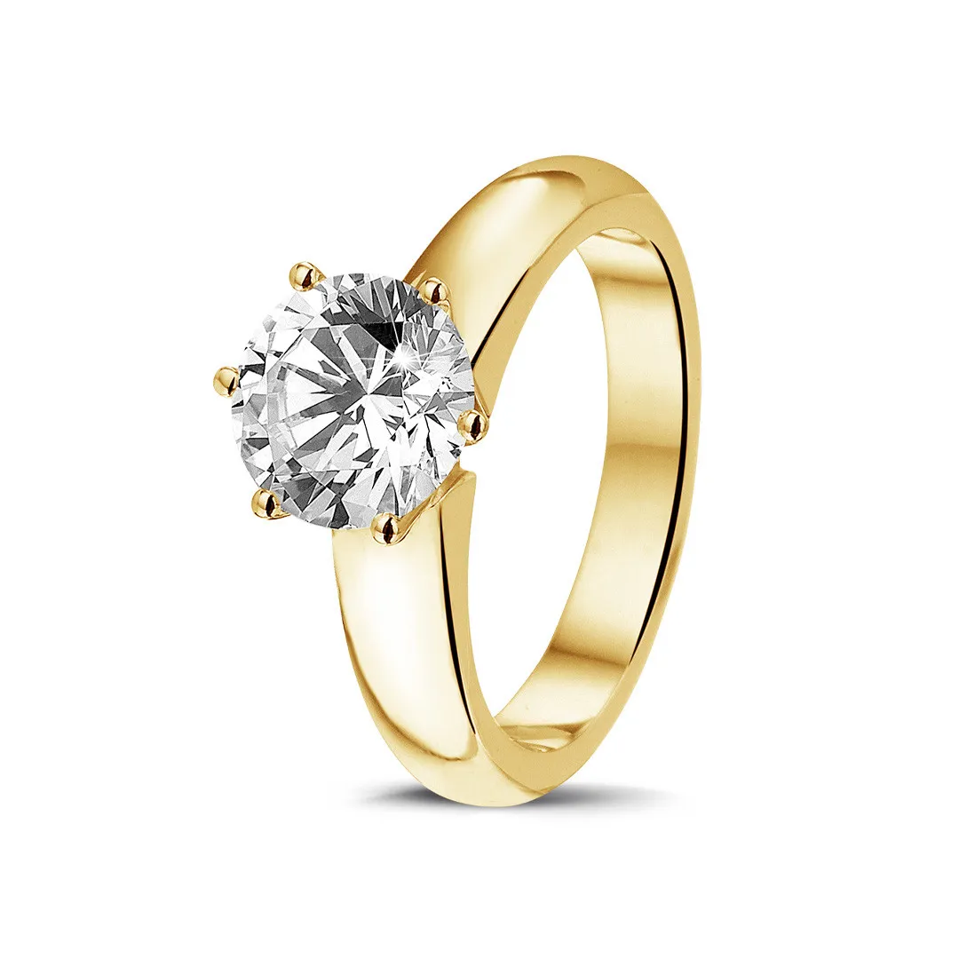 2.00 quilates anillo solitario diamante con 6 grapas en oro amarillo 