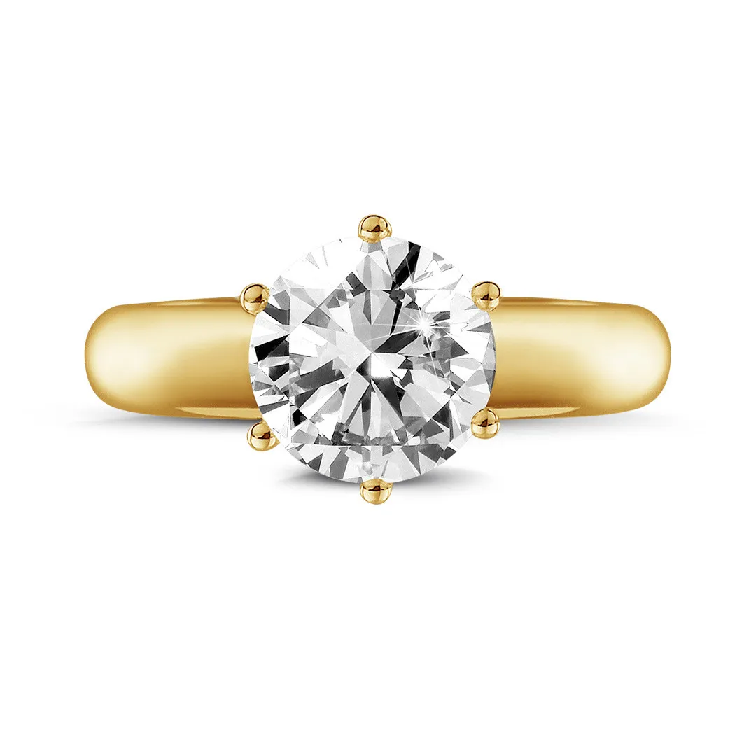 2.00 quilates anillo solitario diamante con 6 grapas en oro amarillo 