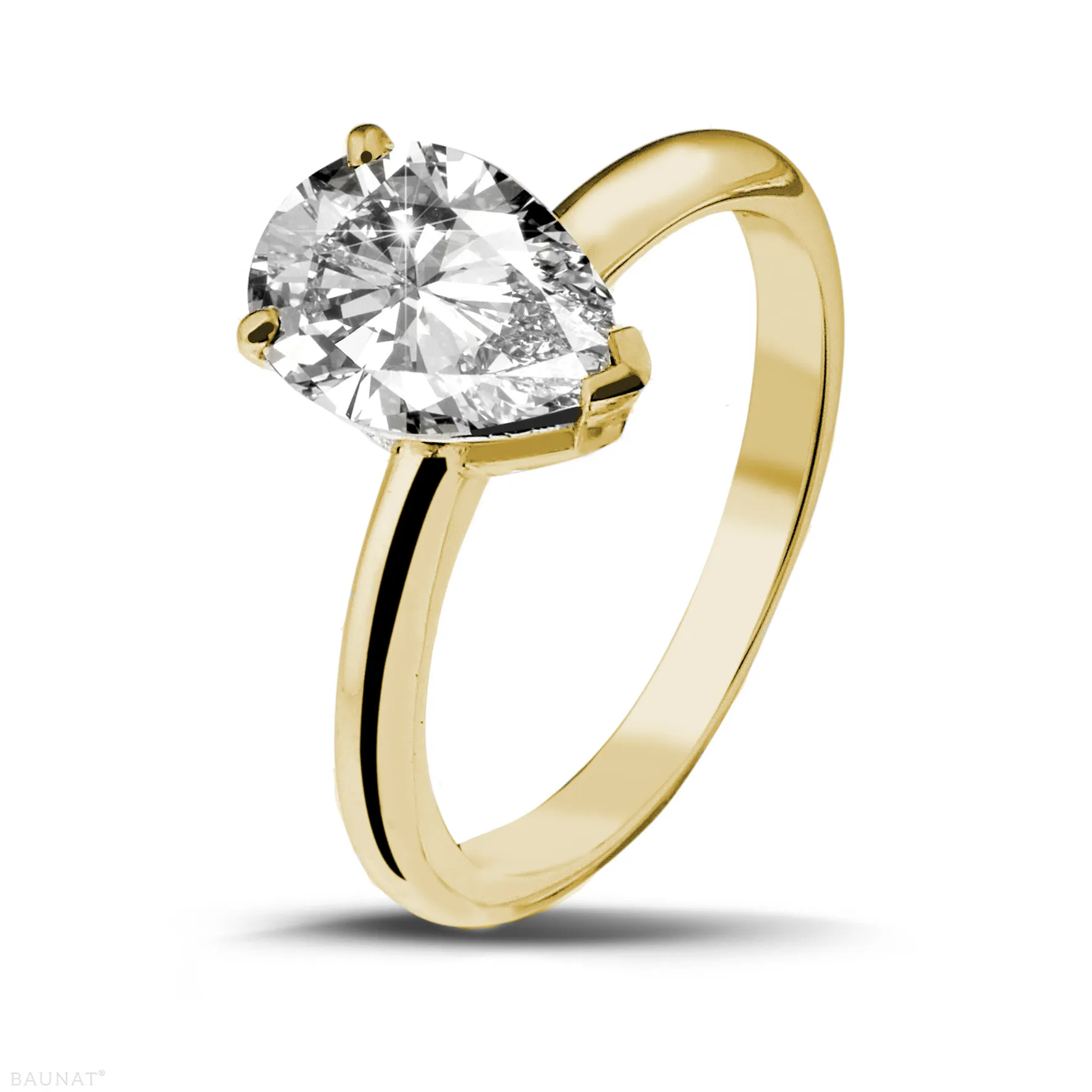 2.00 quilates anillo solitario en oro amarillo con diamante en forma de pera 