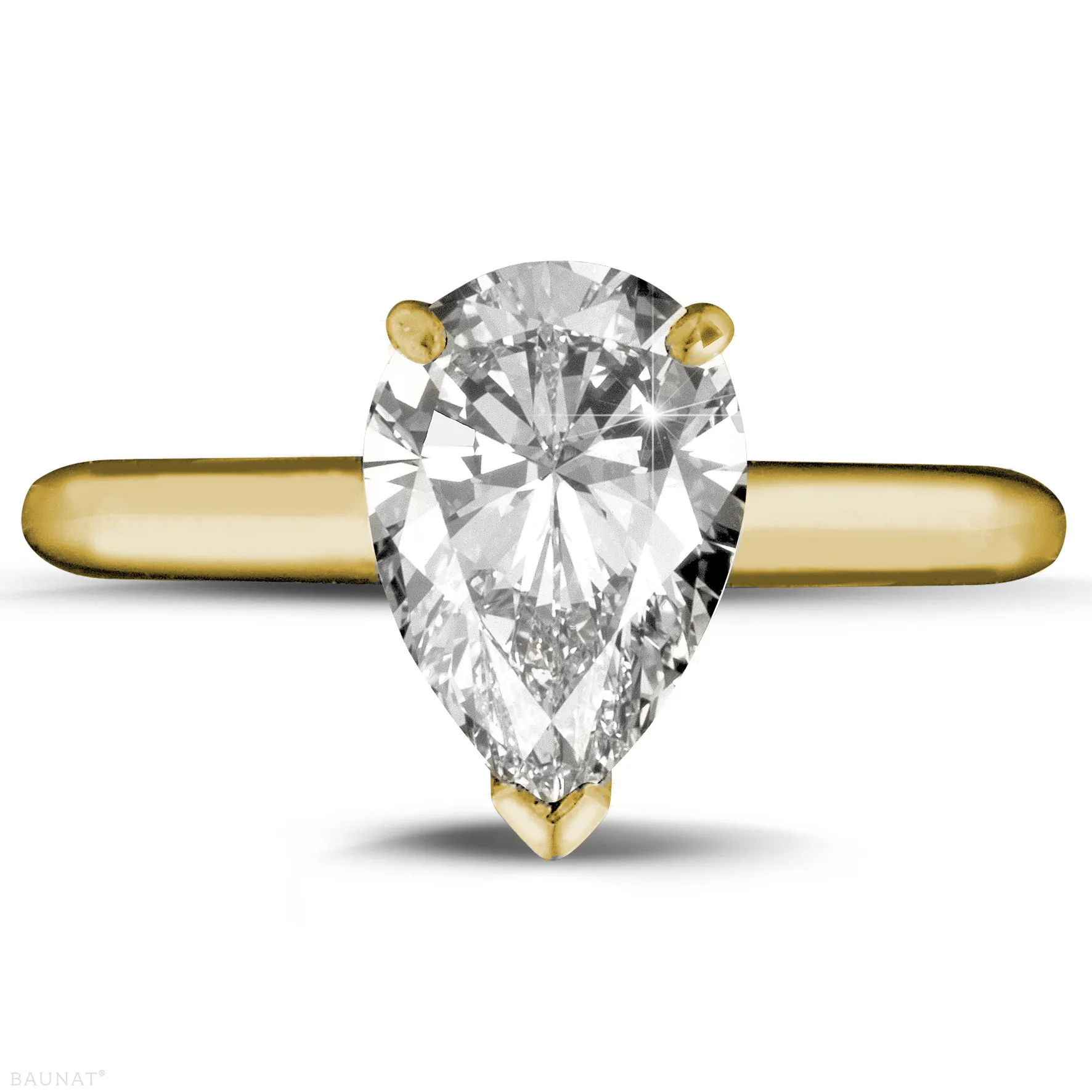 2.00 quilates anillo solitario en oro amarillo con diamante en forma de pera 