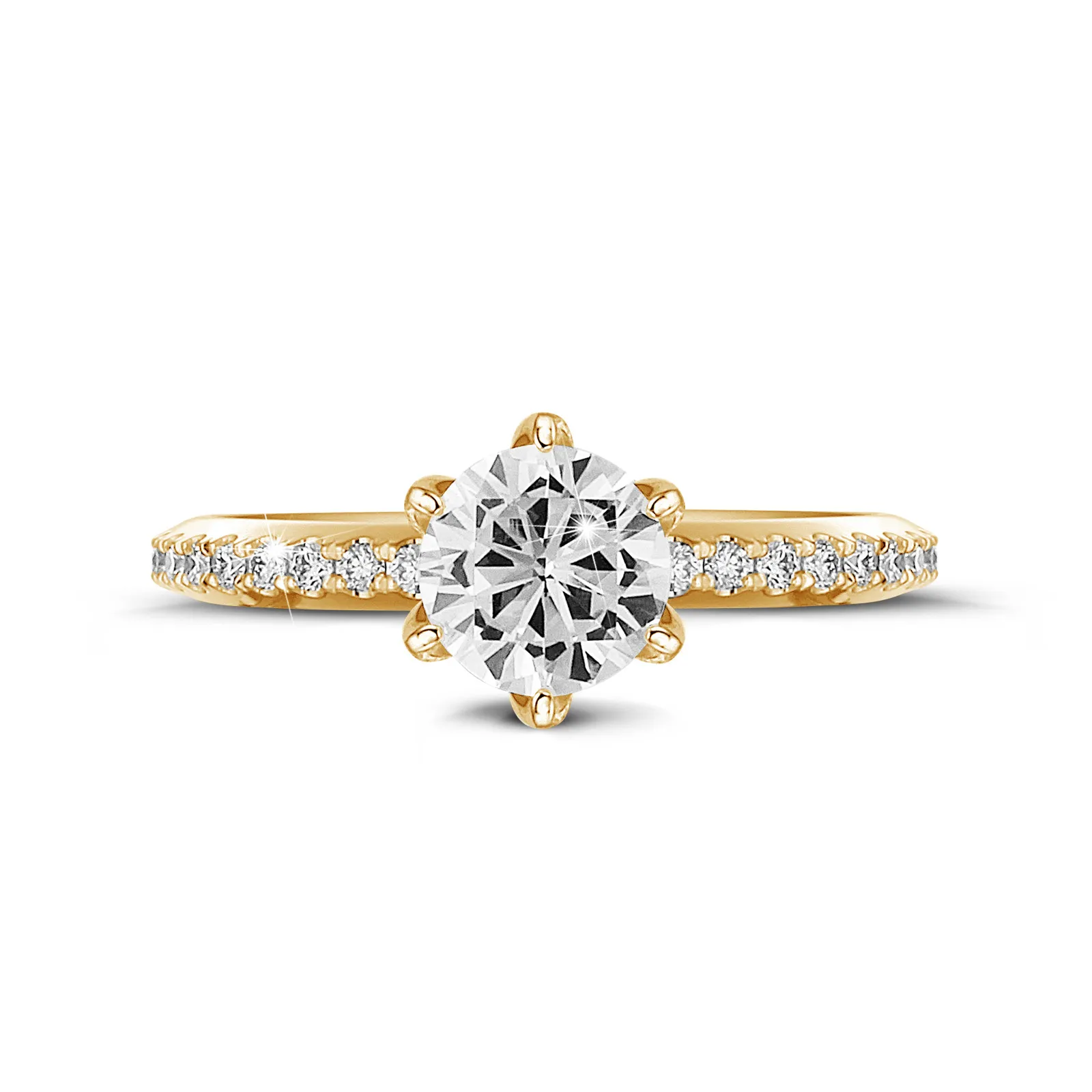 2.00 quilates anillo solitario en oro amarillo con diamantes en los lados 