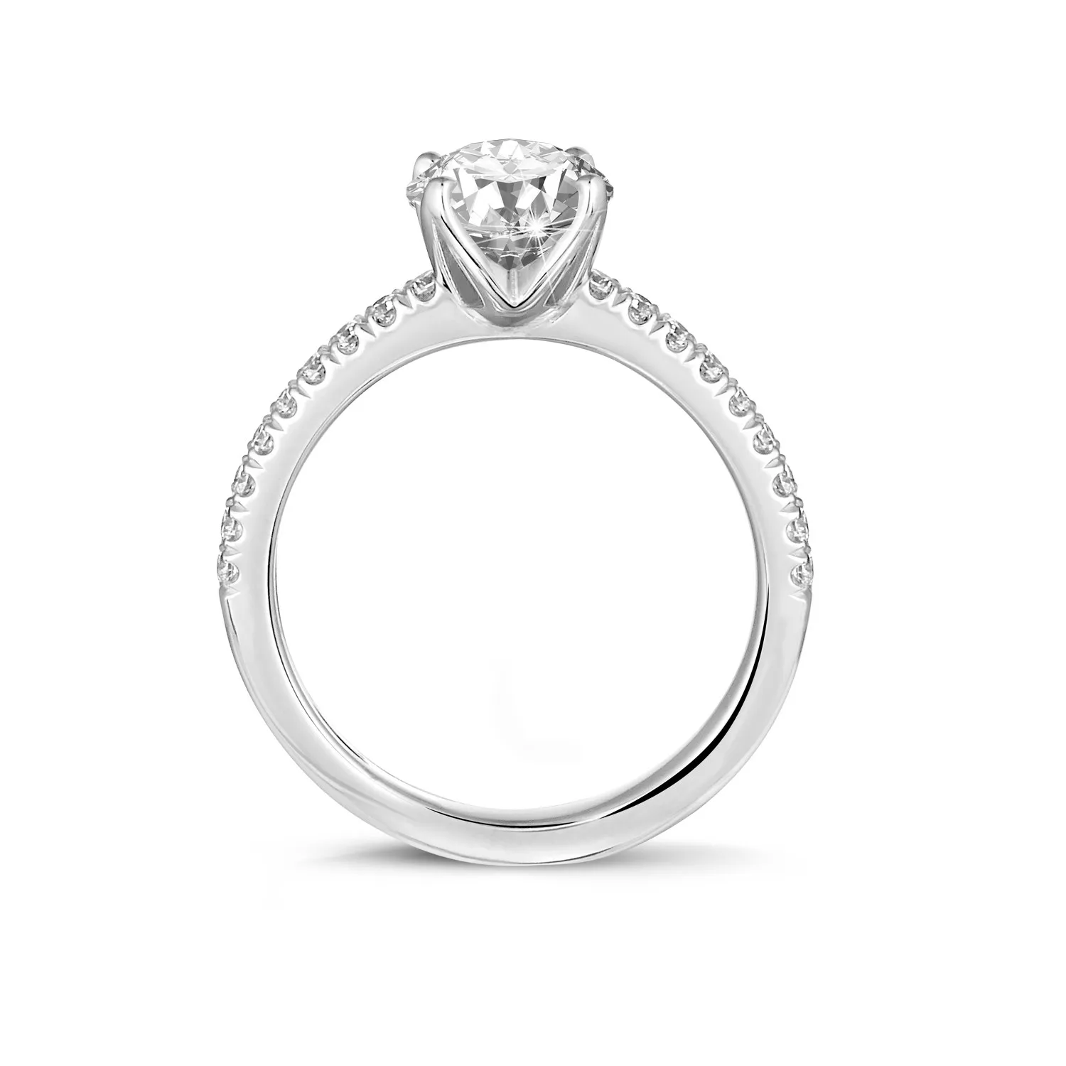 2.00 quilates anillo solitario en oro blanco con diamantes en los lados 