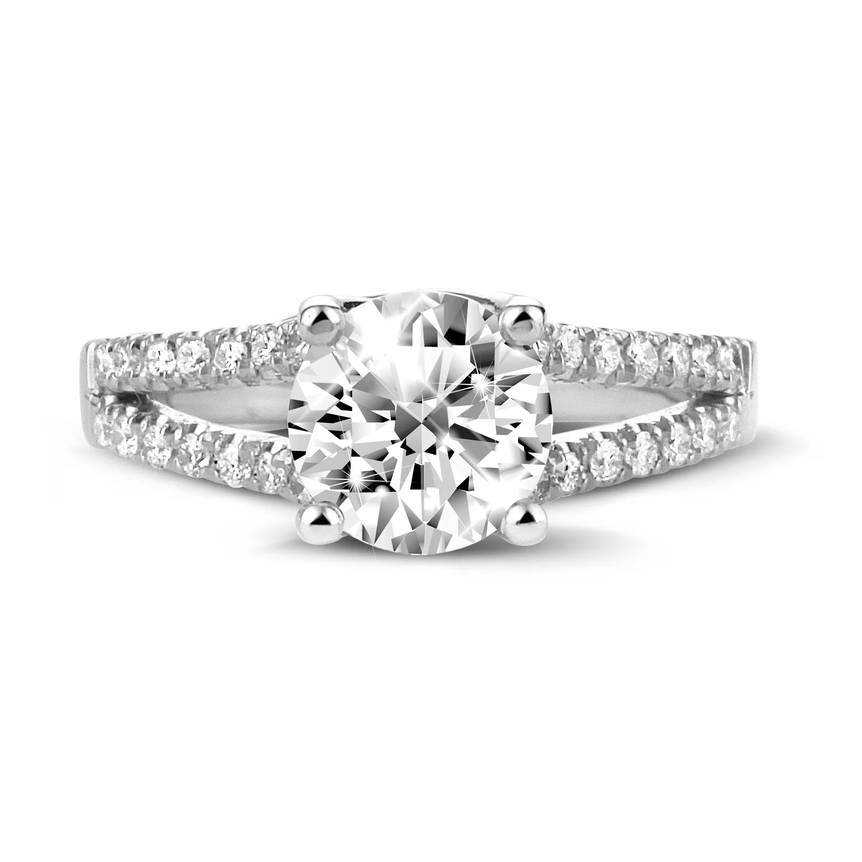 2.00 quilates anillo solitario en platino con diamantes laterales 
