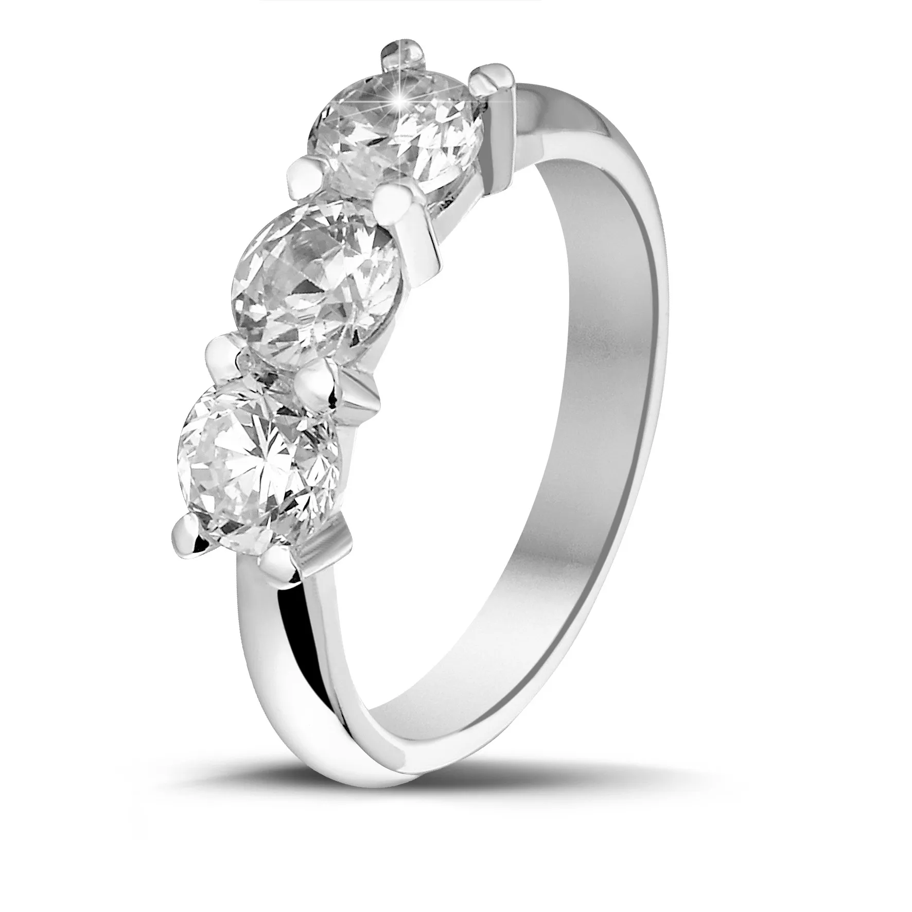 2.05 quilates anillo trilogía en platino con diamantes redondos 