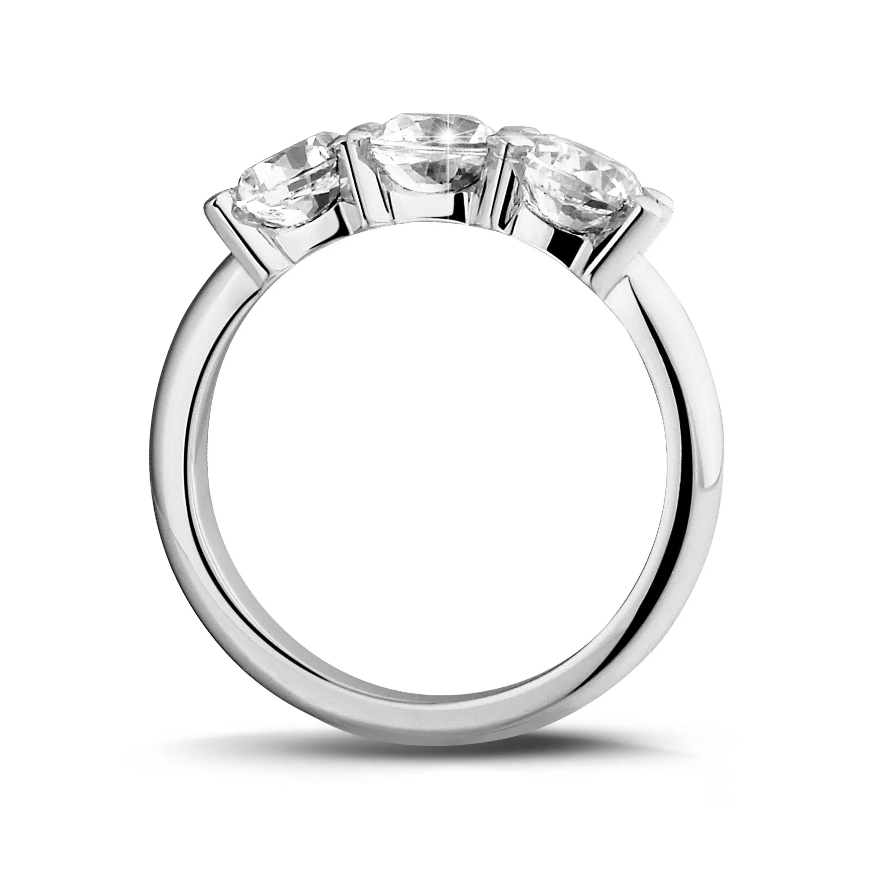 2.05 quilates anillo trilogía en platino con diamantes redondos 
