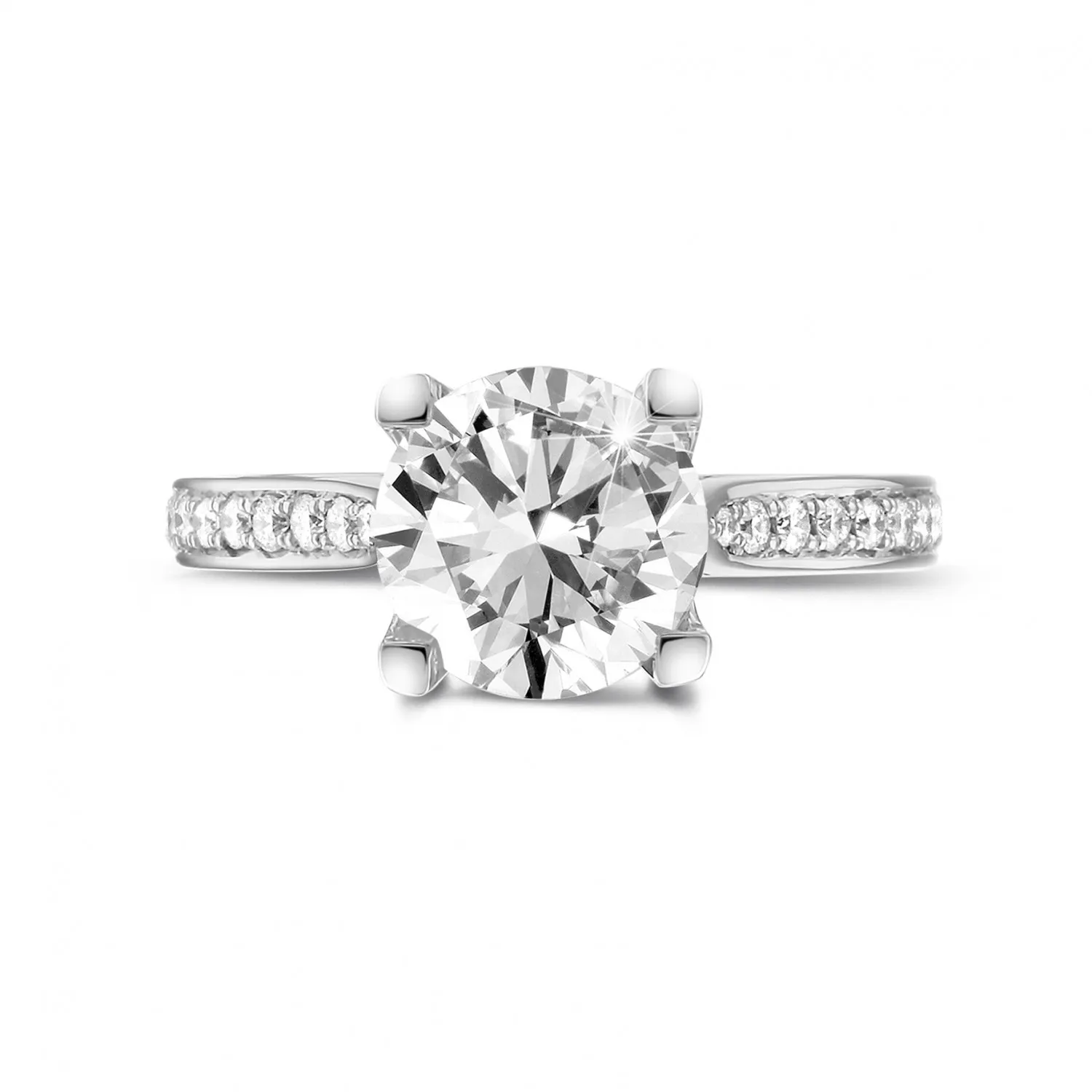 2.50 quilates anillo solitario diamante en platino con diamantes en los lados 