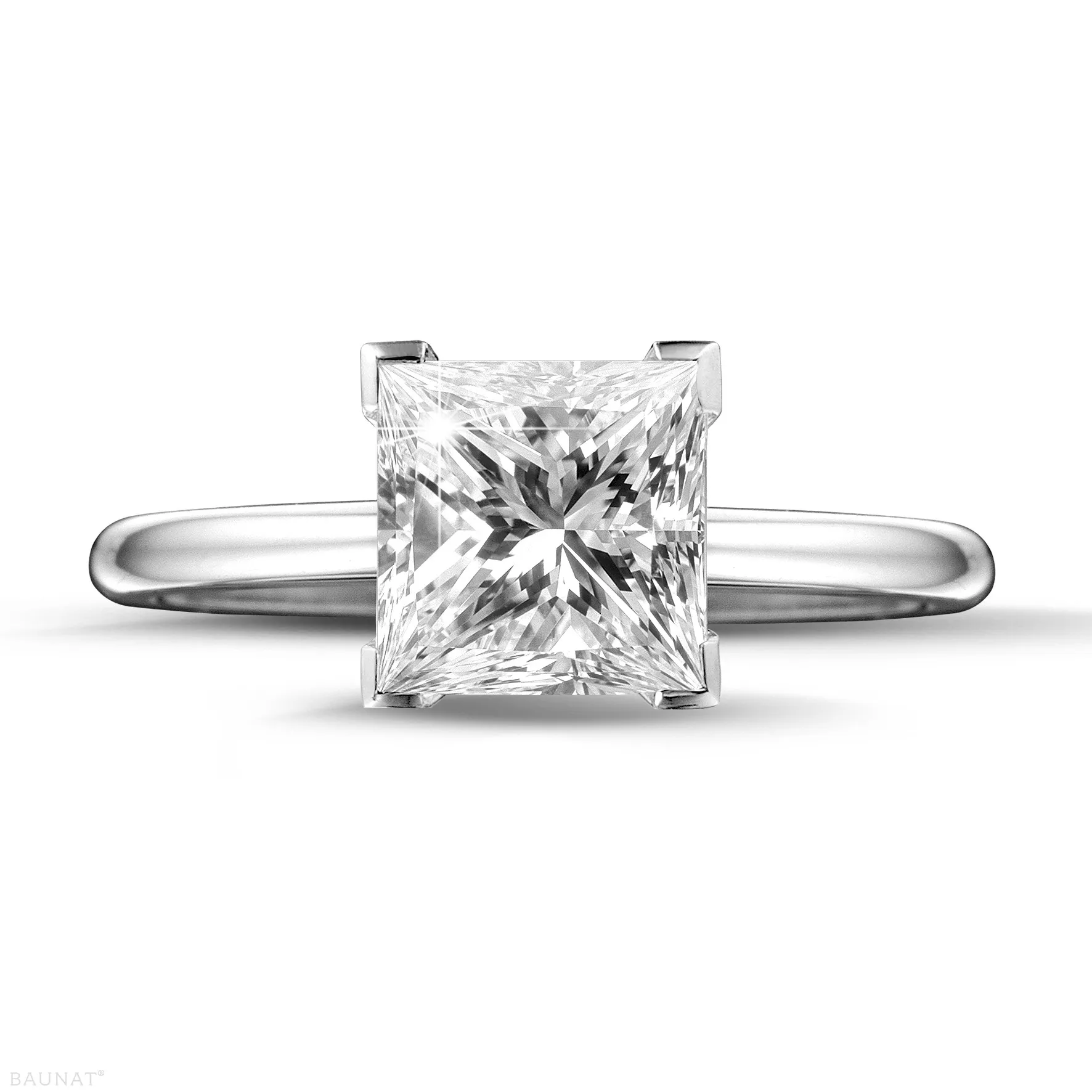 2.50 quilates anillo solitario en platino con diamante talla princesa 