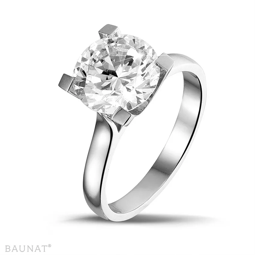 3.00 QUILATES ANILLO SOLITARIO DIAMANTE DE ORO BLANCO CON DIAMANTE REDONDO DE CALIDAD EXCEPCIONAL (DIFEXNONE FLUORESCENCIAGI