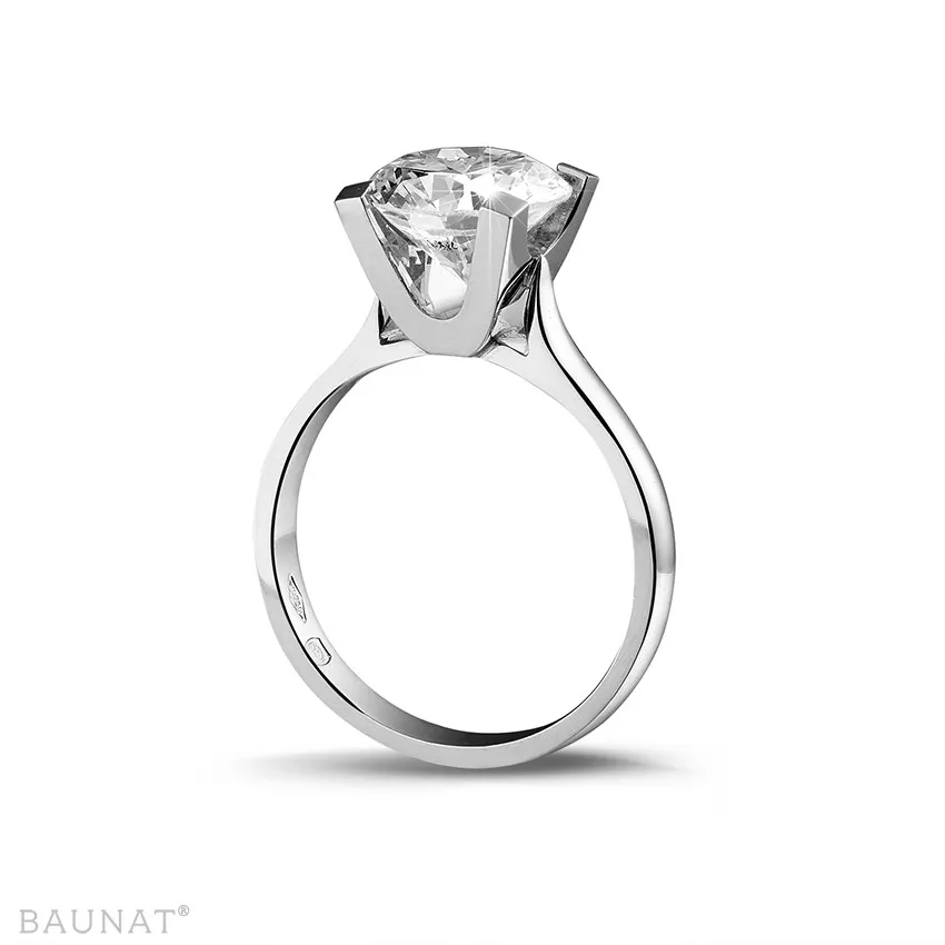 3.00 QUILATES ANILLO SOLITARIO DIAMANTE DE ORO BLANCO CON DIAMANTE REDONDO DE CALIDAD EXCEPCIONAL (DIFEXNONE FLUORESCENCIAGI