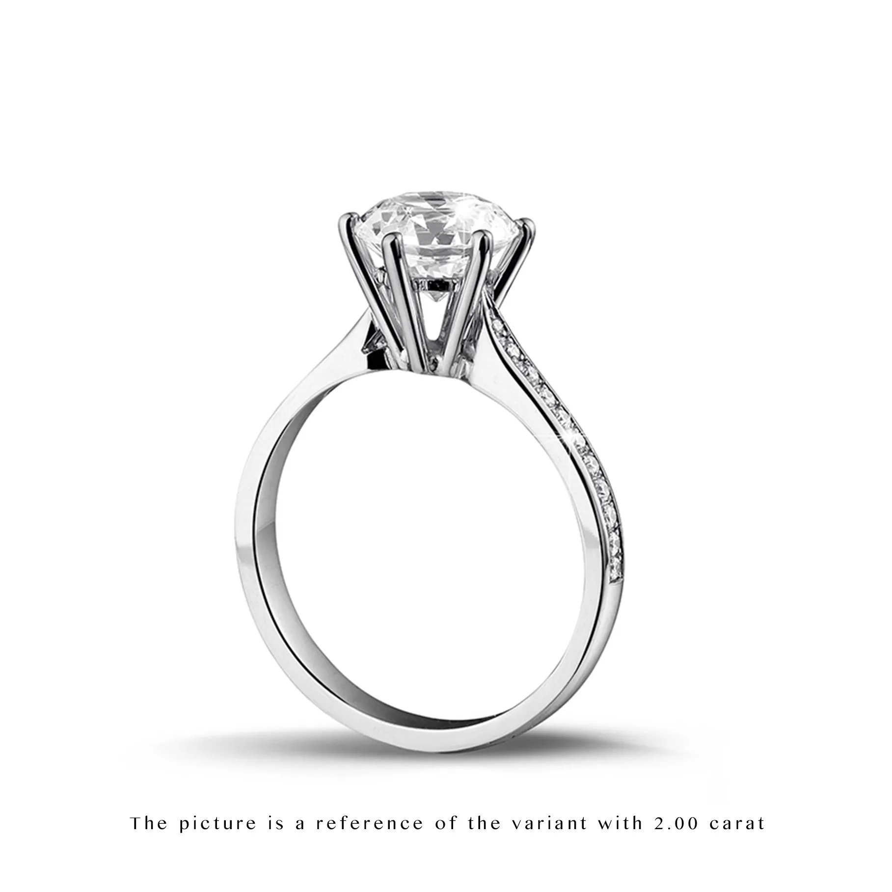 3.00 quilates anillo solitario diamante de oro blanco con diamantes en los lados 