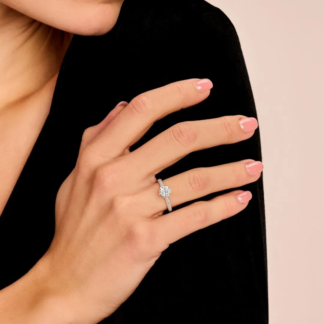 3.00 quilates anillo solitario diamante de oro blanco con diamantes en los lados 