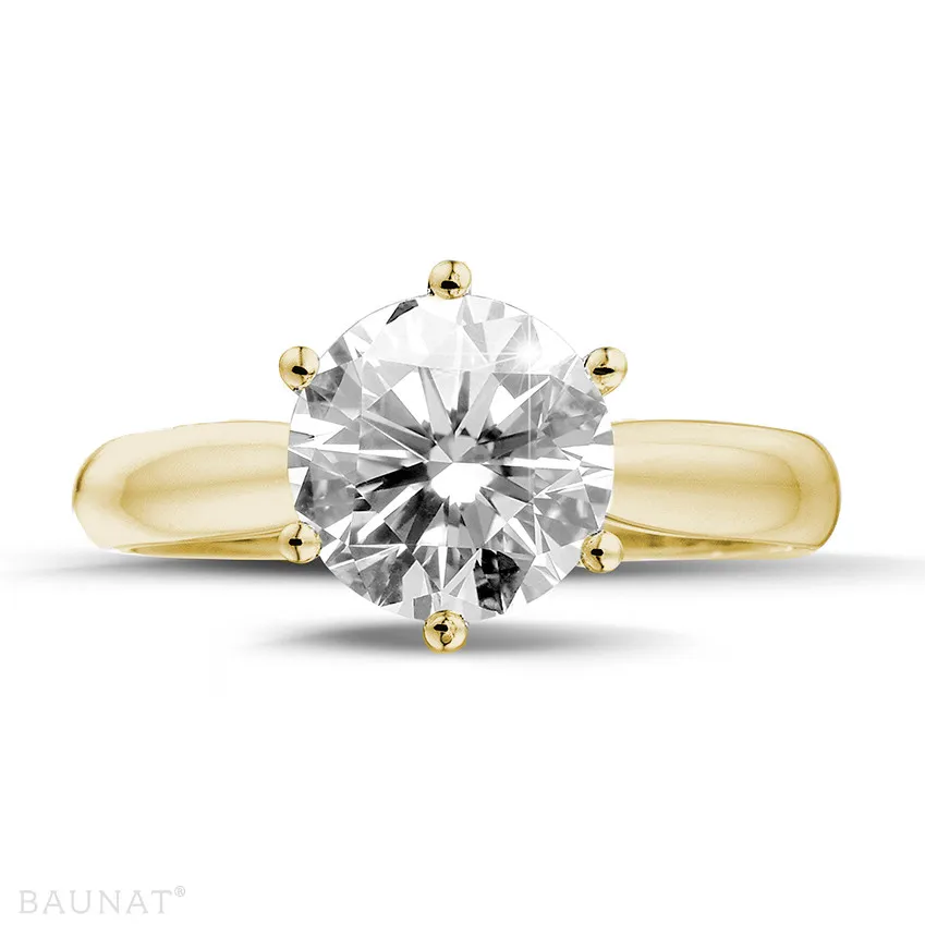 3.00 quilates anillo solitario diamante en oro amarillo 