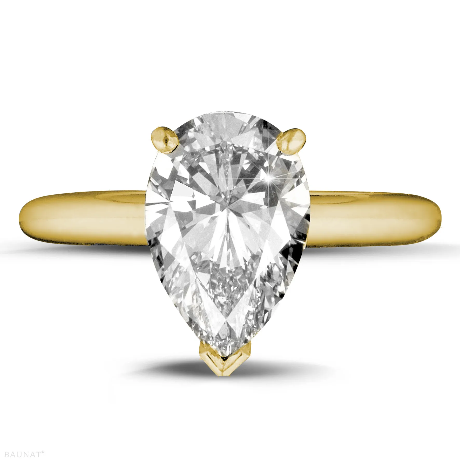 3.00 quilates anillo solitario en oro amarillo con diamante en forma de pera 